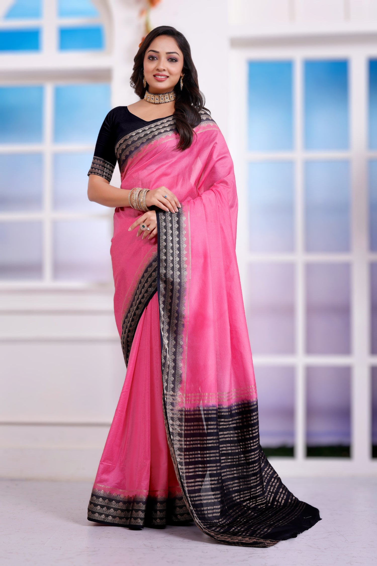 Everyday Wear Fancy Mysore Crepe Plain Saree