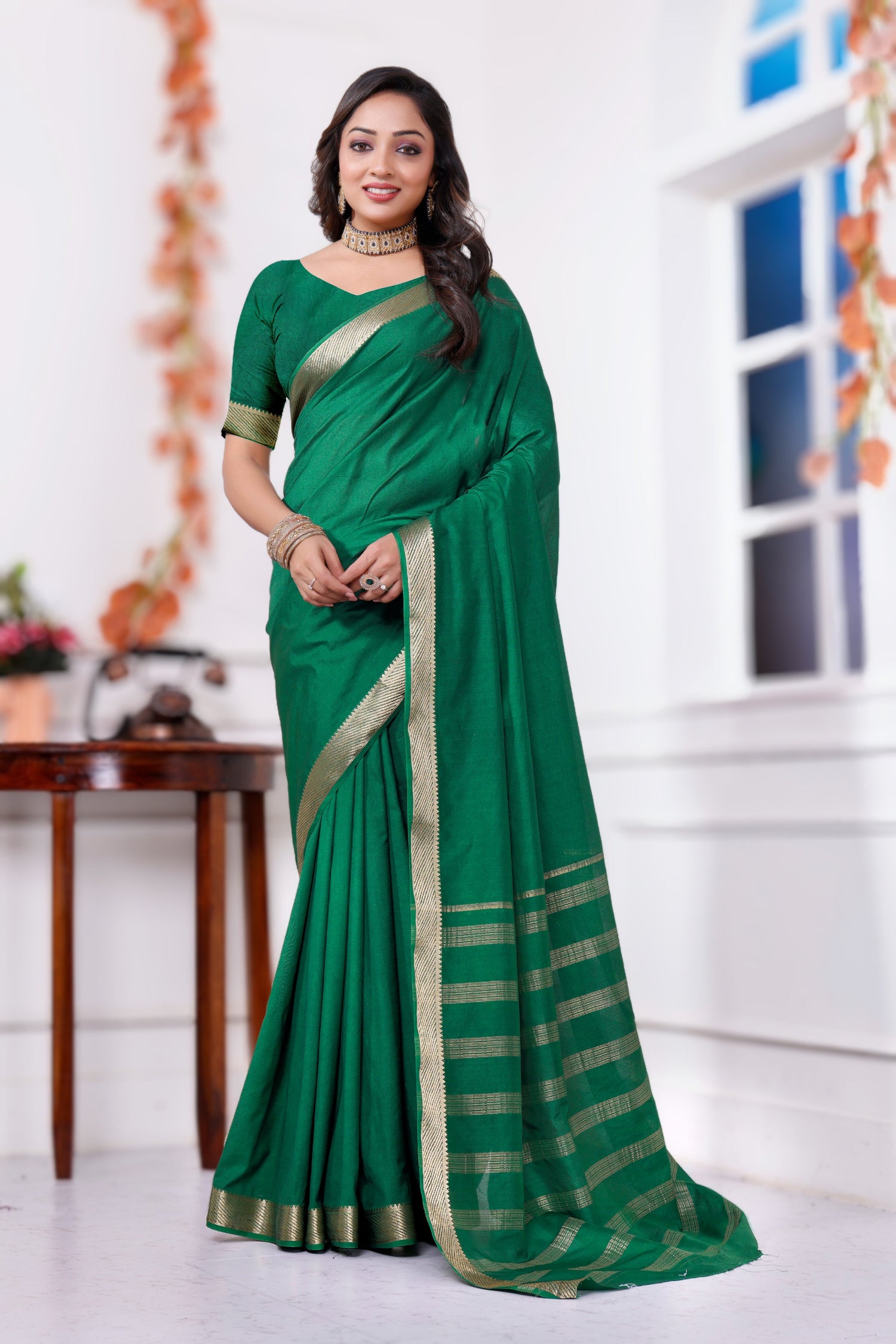 Elegant Drape Plain Mysore Silk Saree