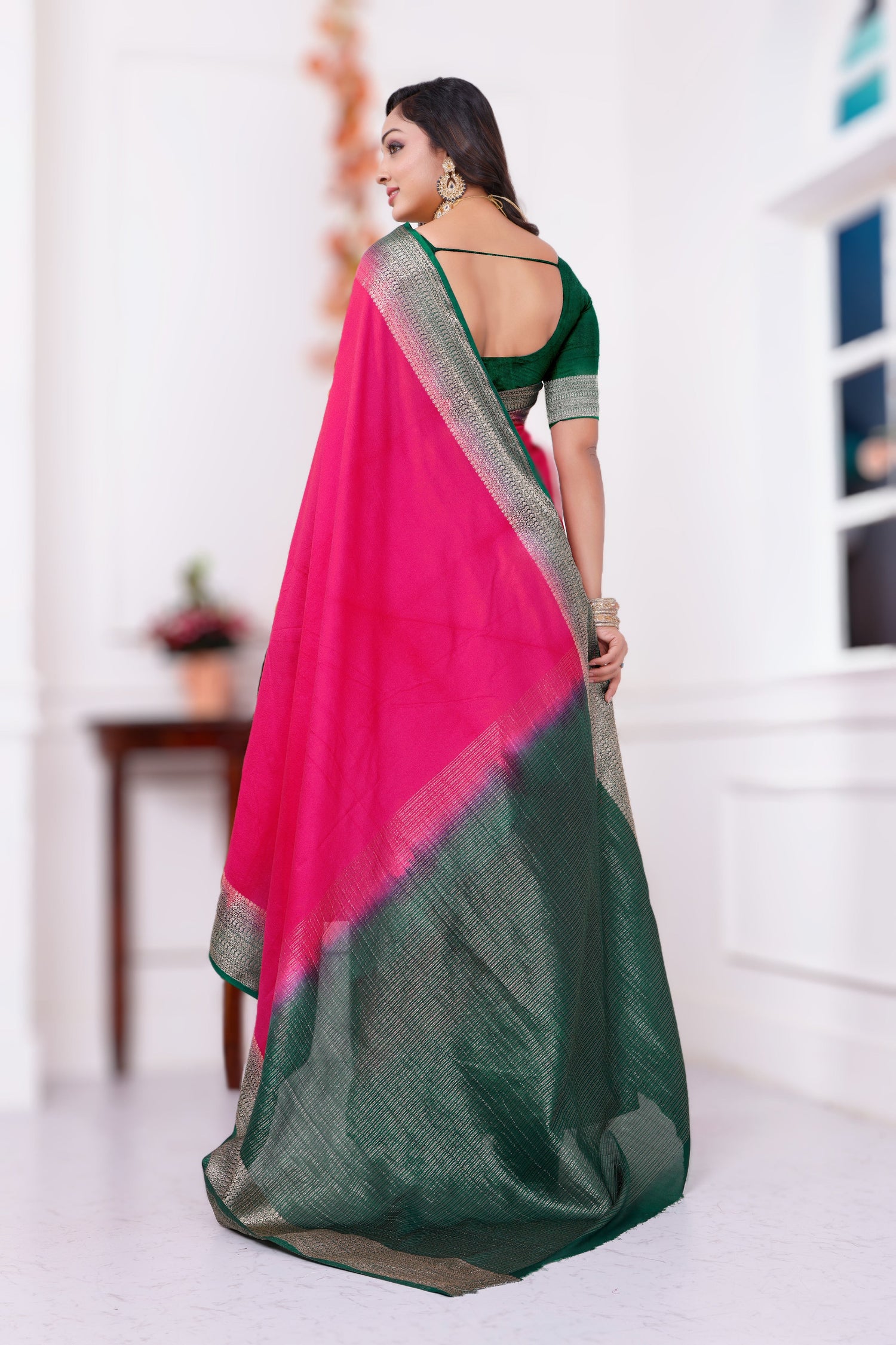Minimalist Fancy Mysore Silk Plain Saree