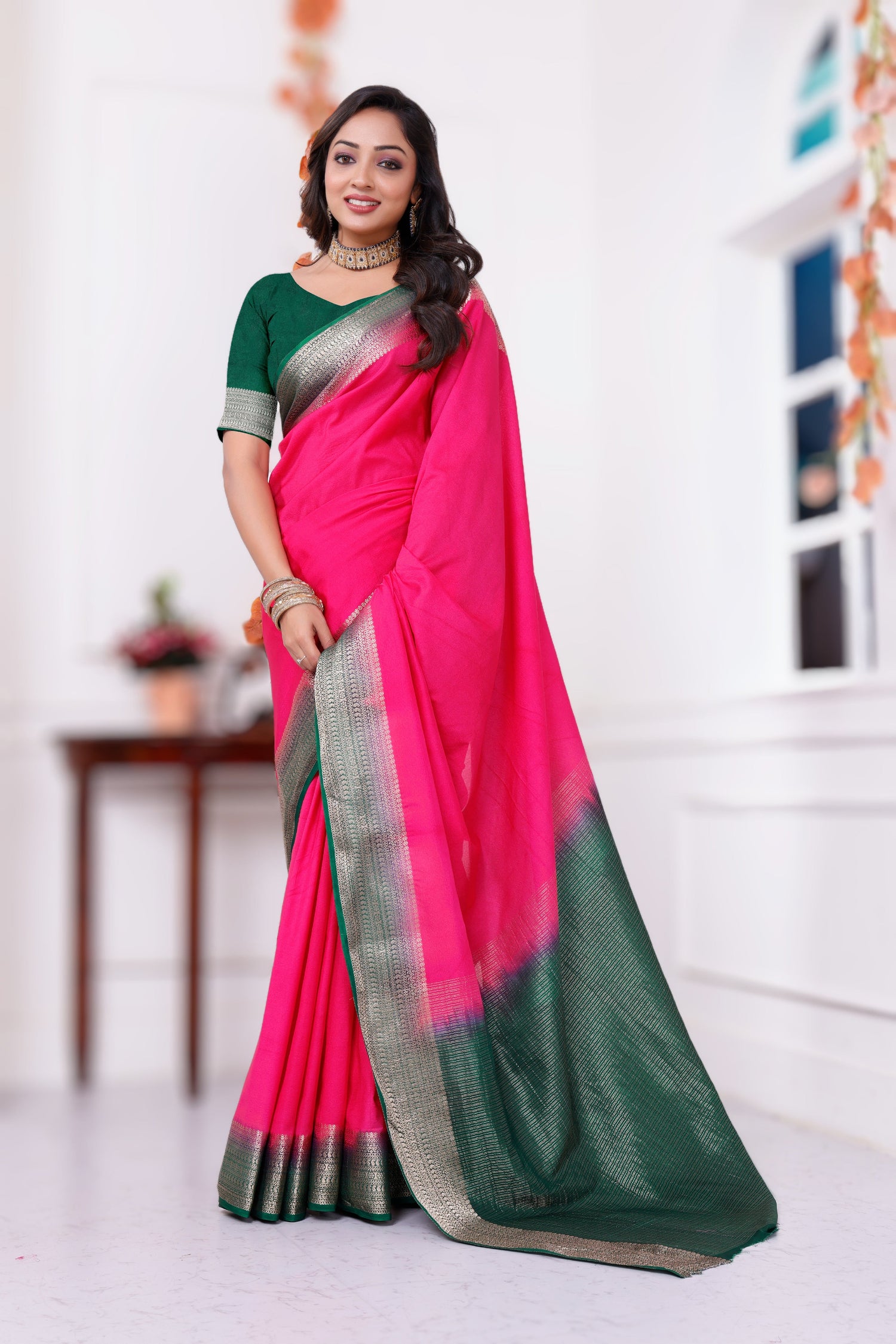 Minimalist Fancy Mysore Silk Plain Saree
