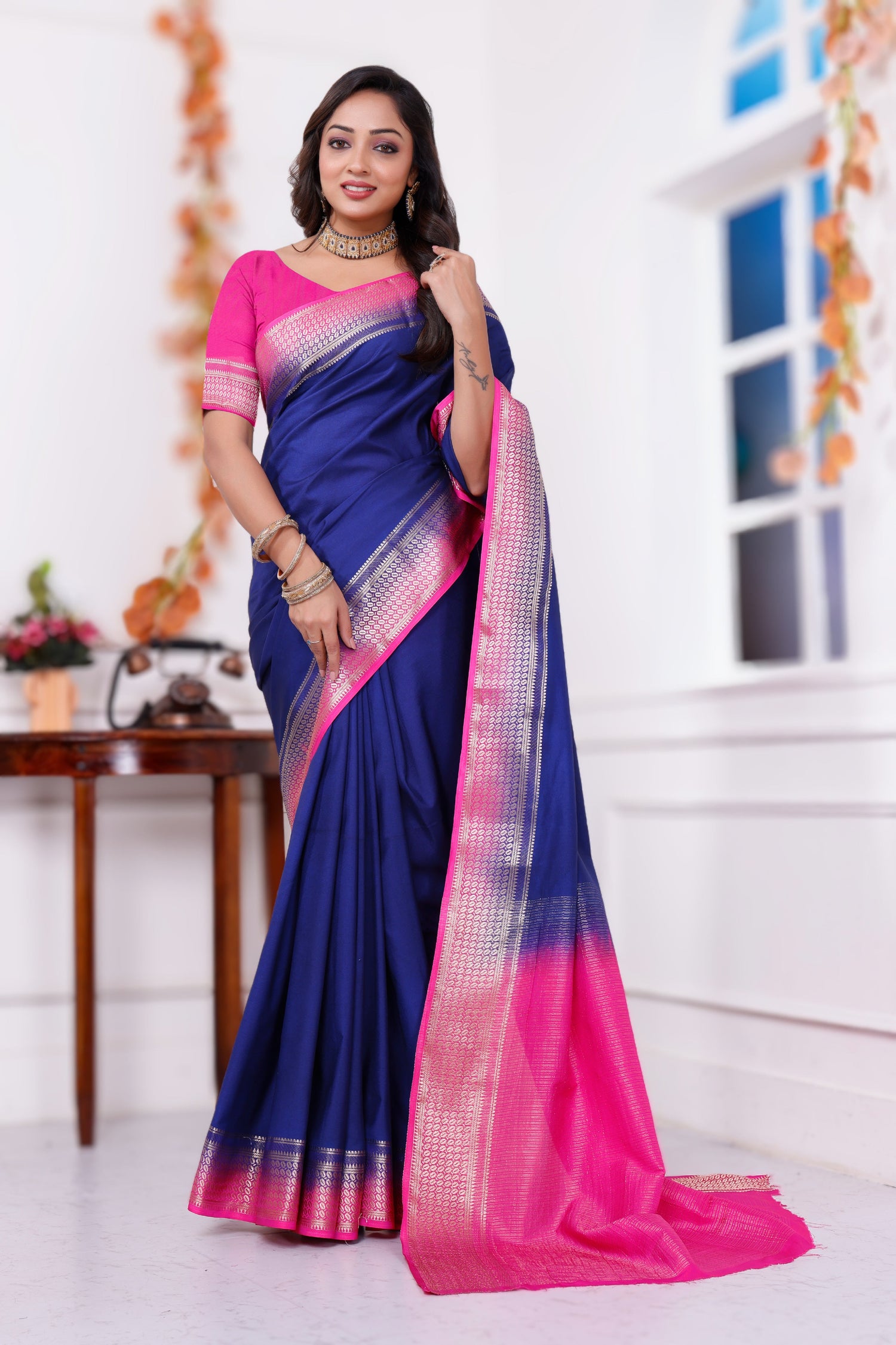 Sophisticated Traditional Mysore Crepe Saree