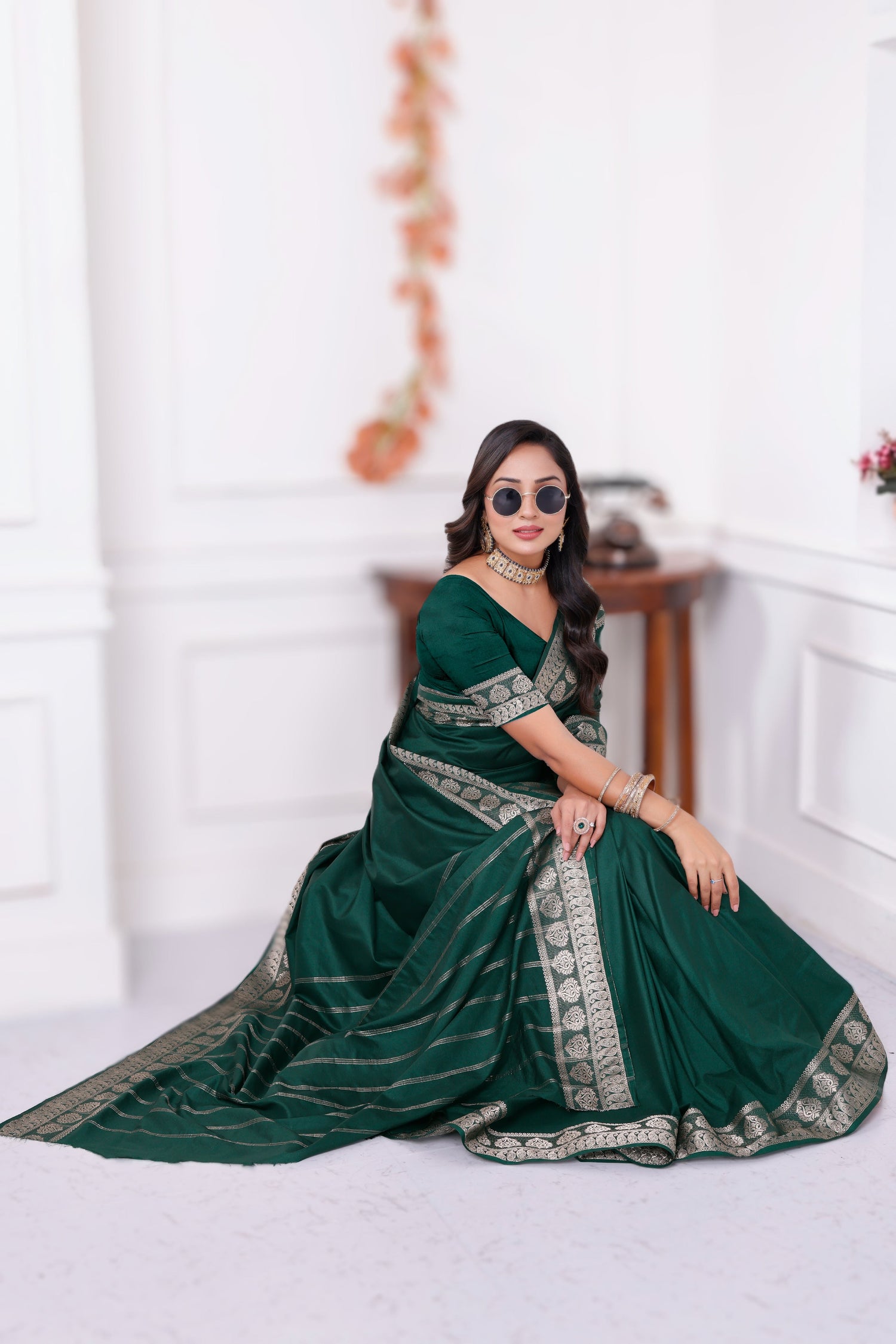 Vibrant Colored Mysore Crepe Plain Silk Saree