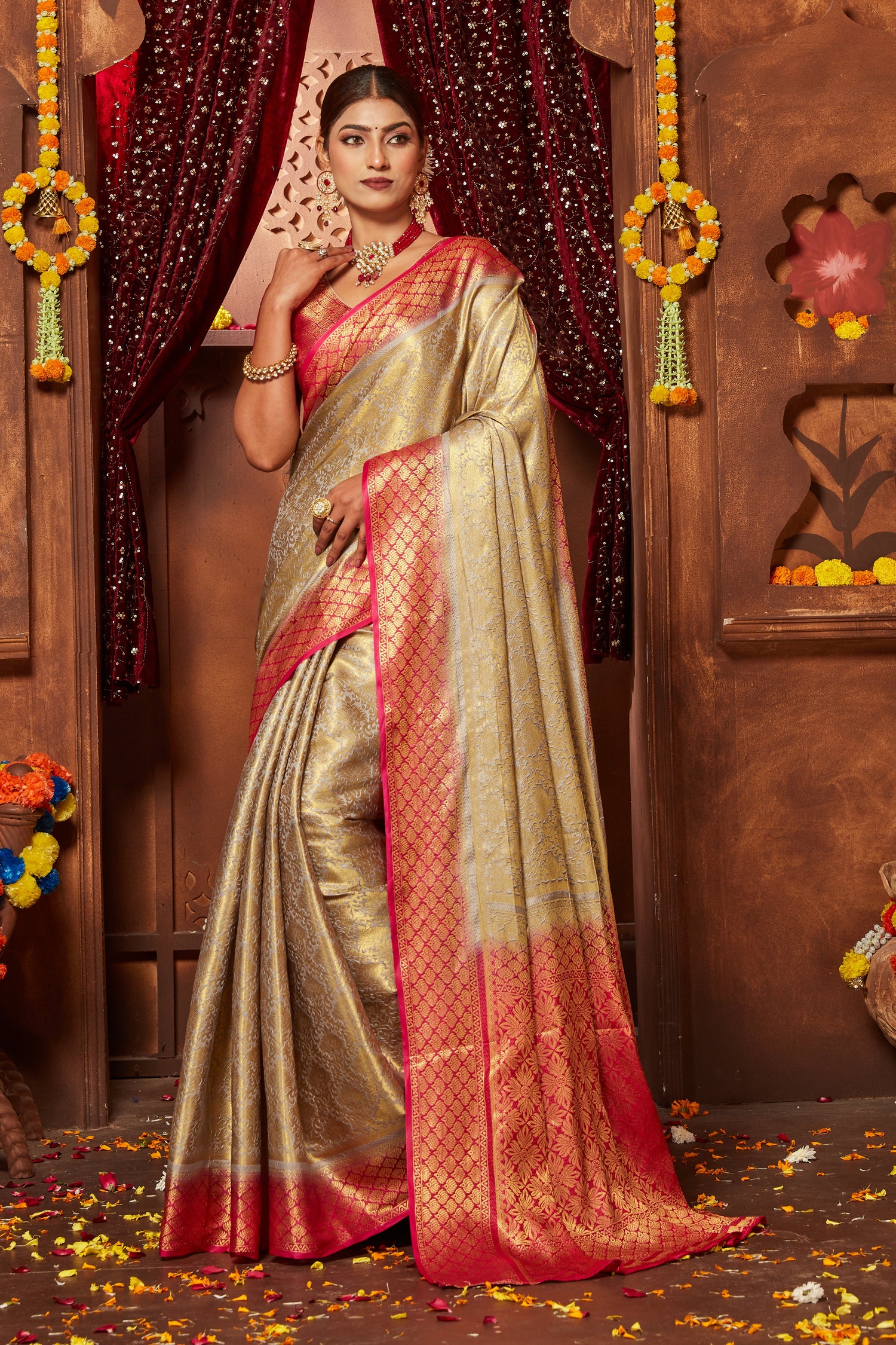 Timeless Wedding Designer Saree In Brocade Zari Silk