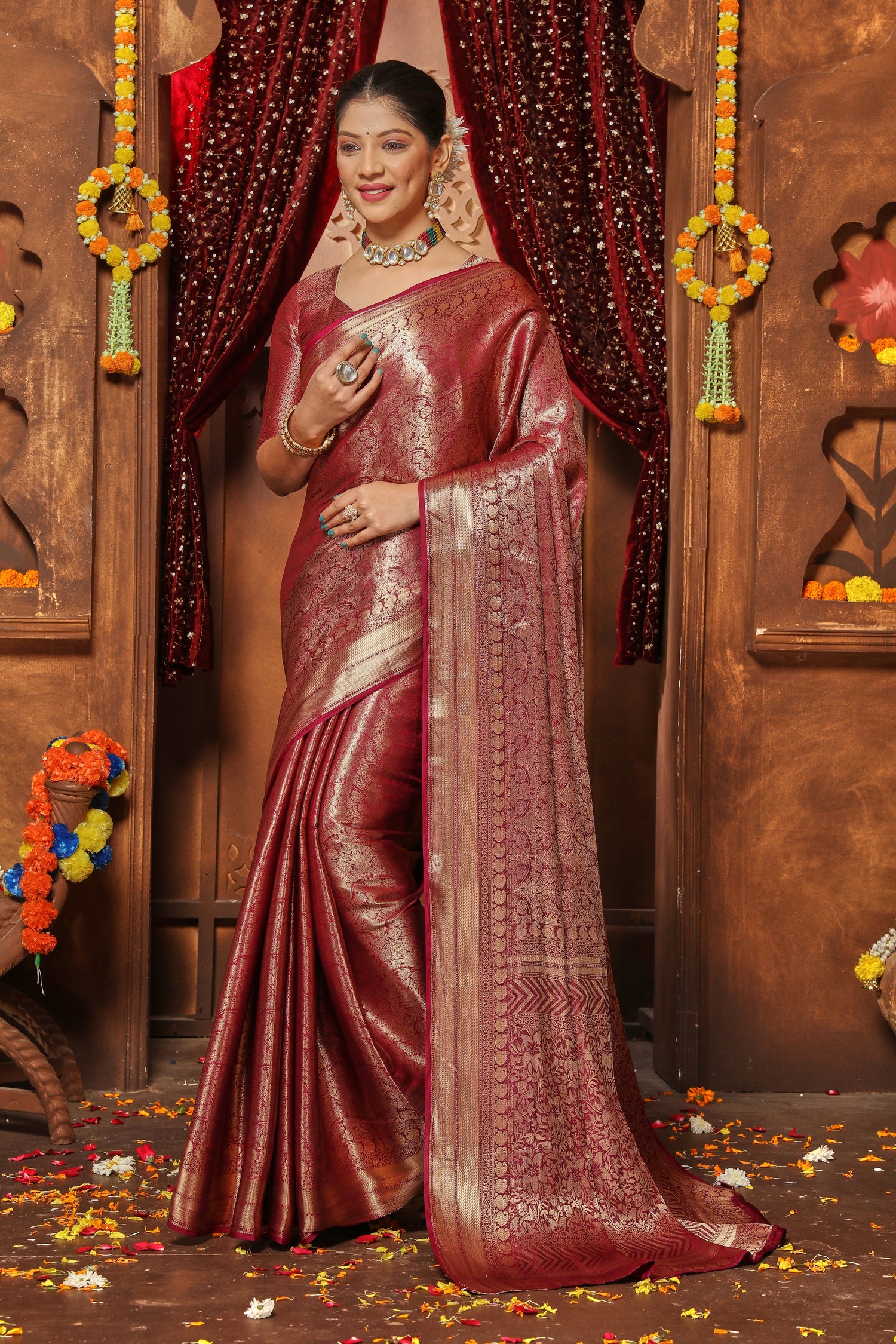 Ethnic Ceremony Wear Brocade Zari Silk Saree