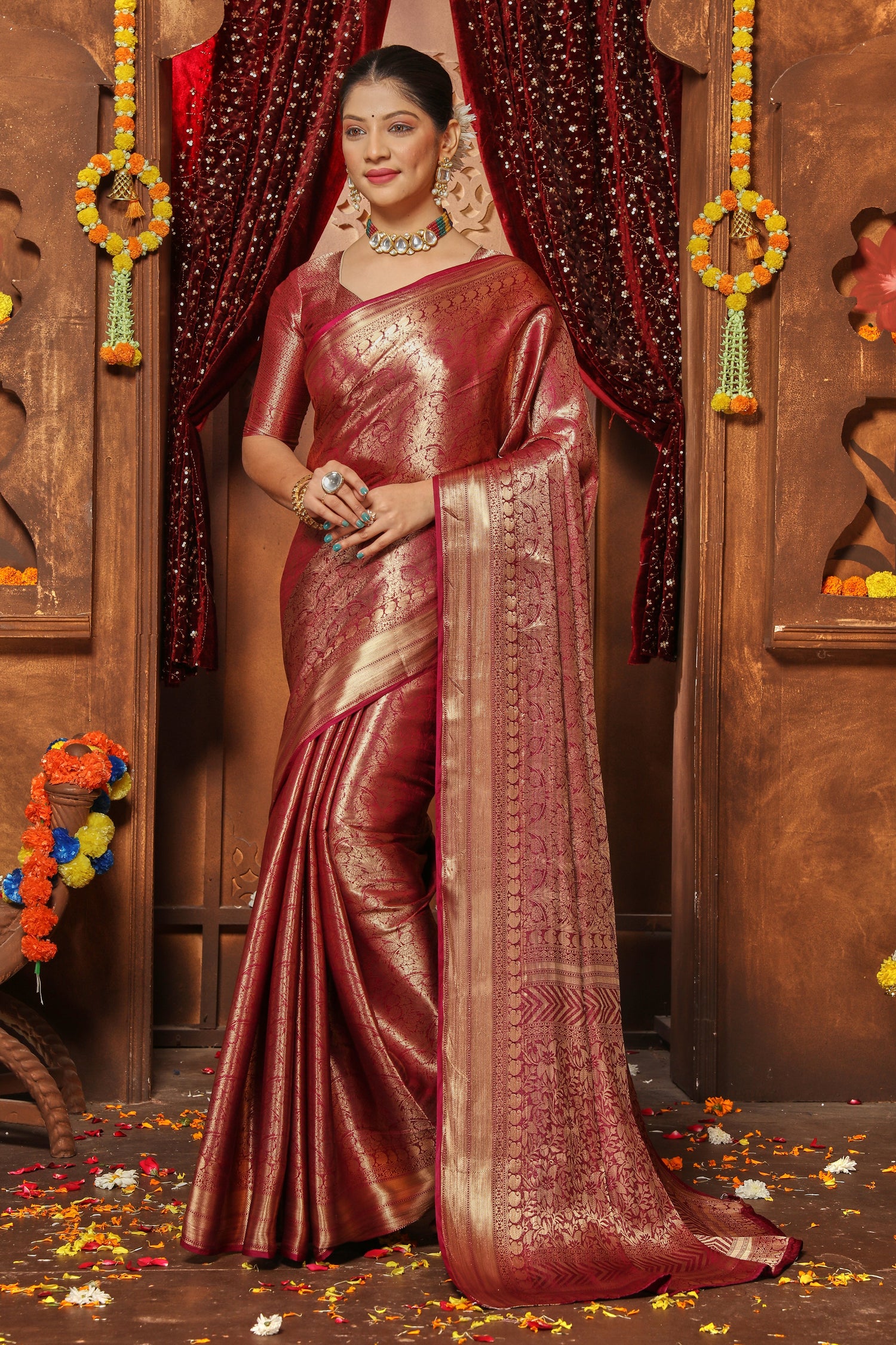 Ethnic Ceremony Wear Brocade Zari Silk Saree