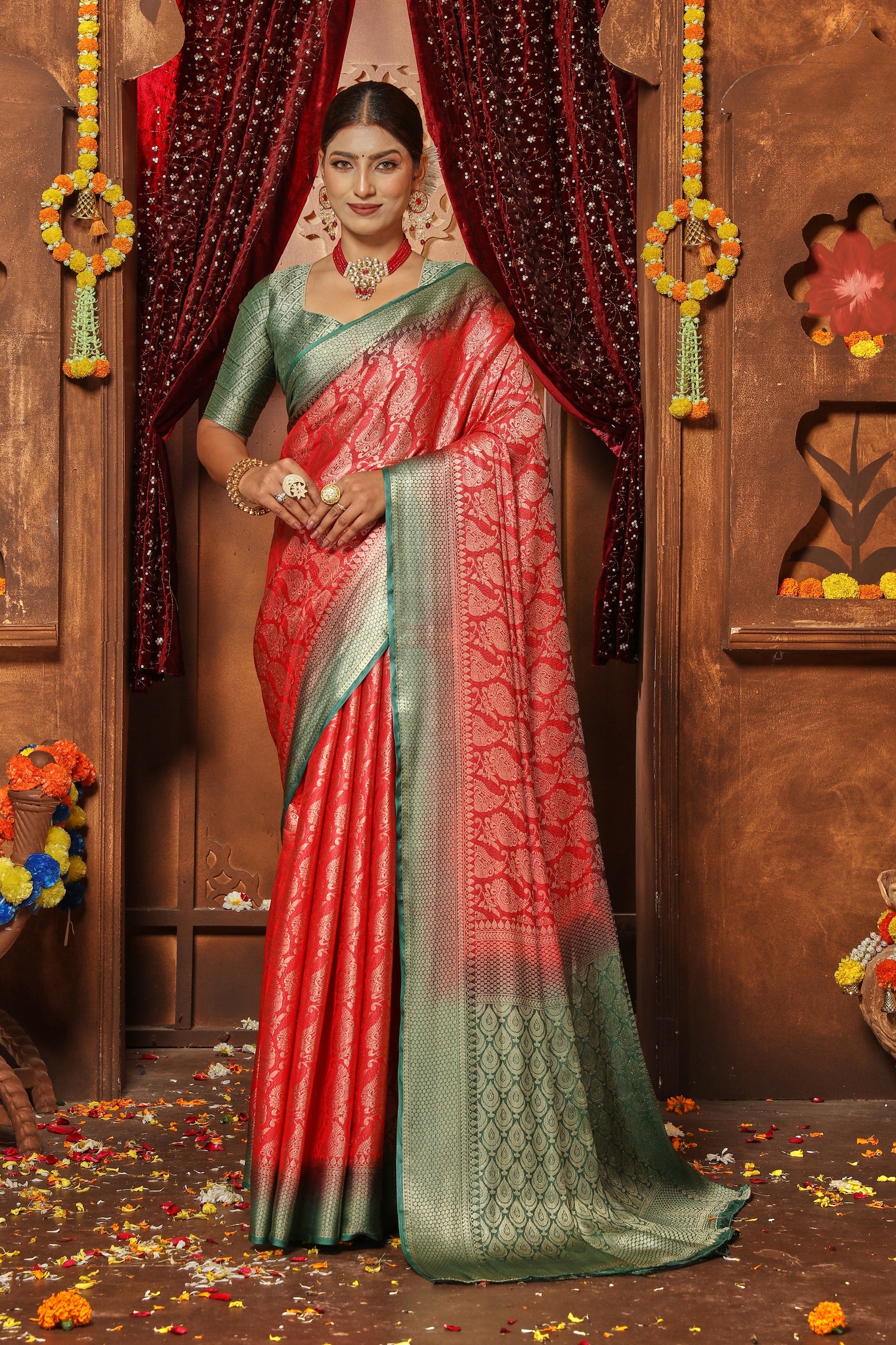 Heritage Style Brocade Zari Silk Saree For Occasions