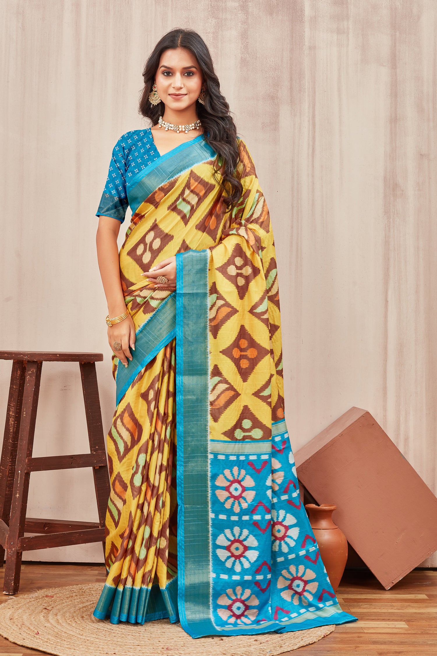 Printed Mysore Silk Daily Wear Saree With Elegant Digital Motifs