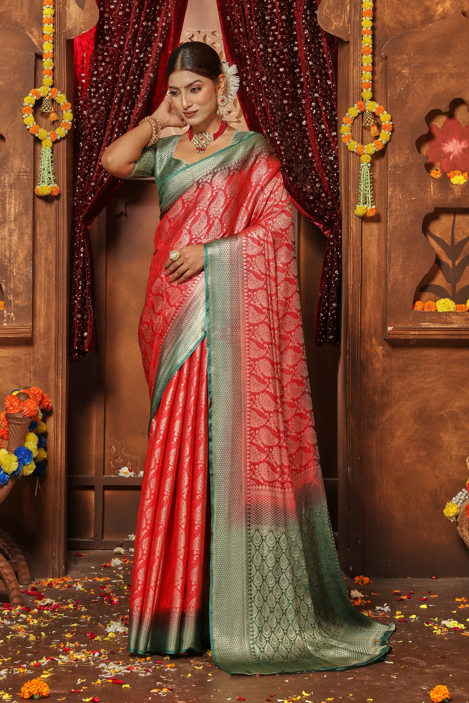 Heritage Style Brocade Zari Silk Saree For Occasions