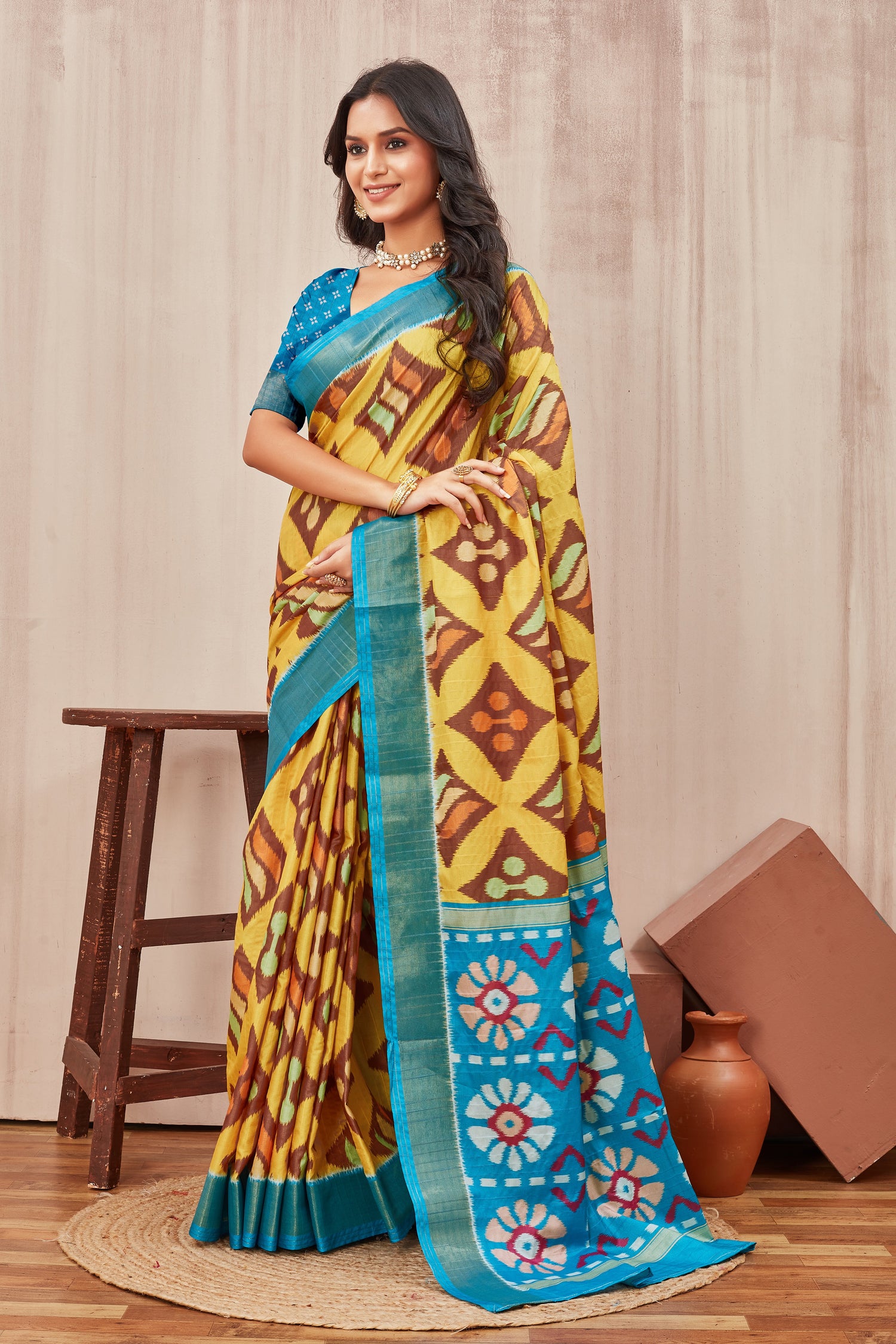Printed Mysore Silk Daily Wear Saree With Elegant Digital Motifs