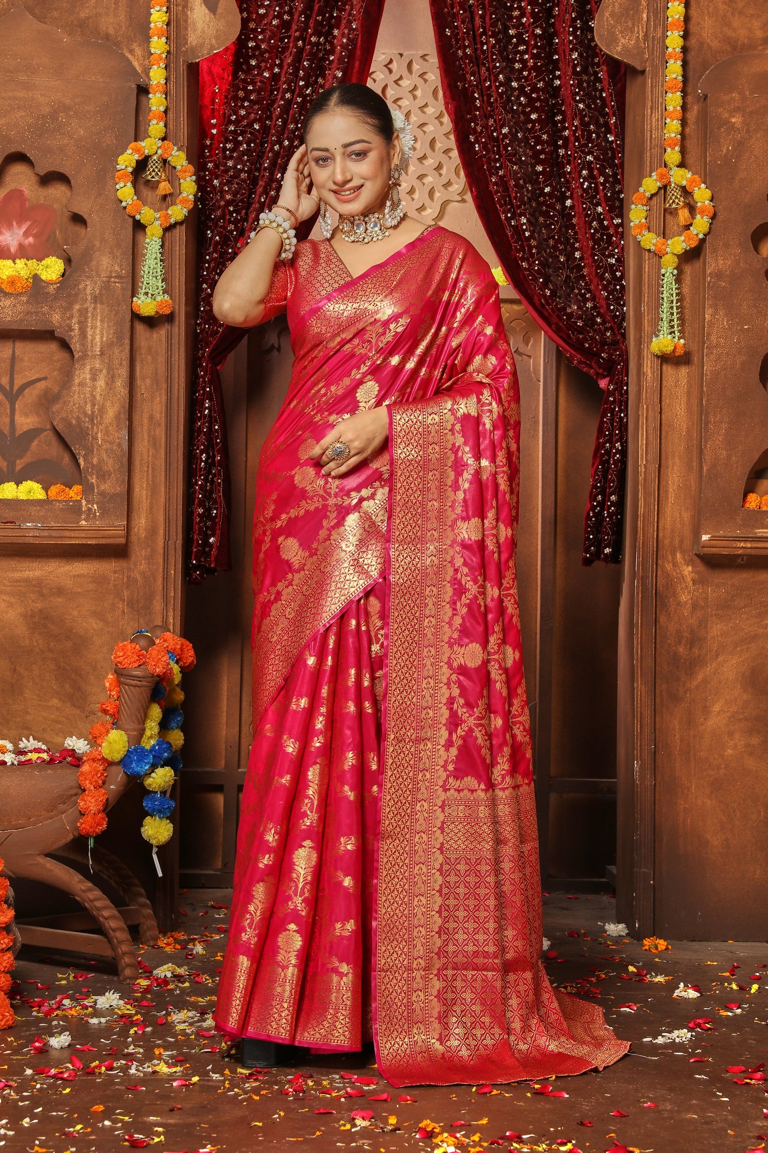 Regal Appeal Brocade Zari Silk Saree For Bridesmaids