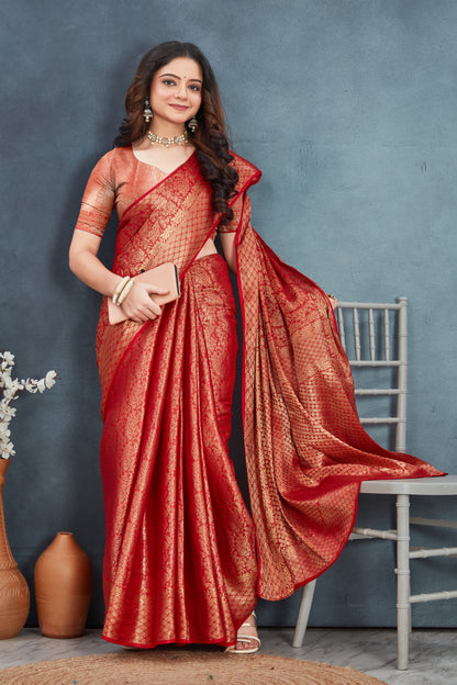 Elegant Mysore Brocade Silk Saree in Red