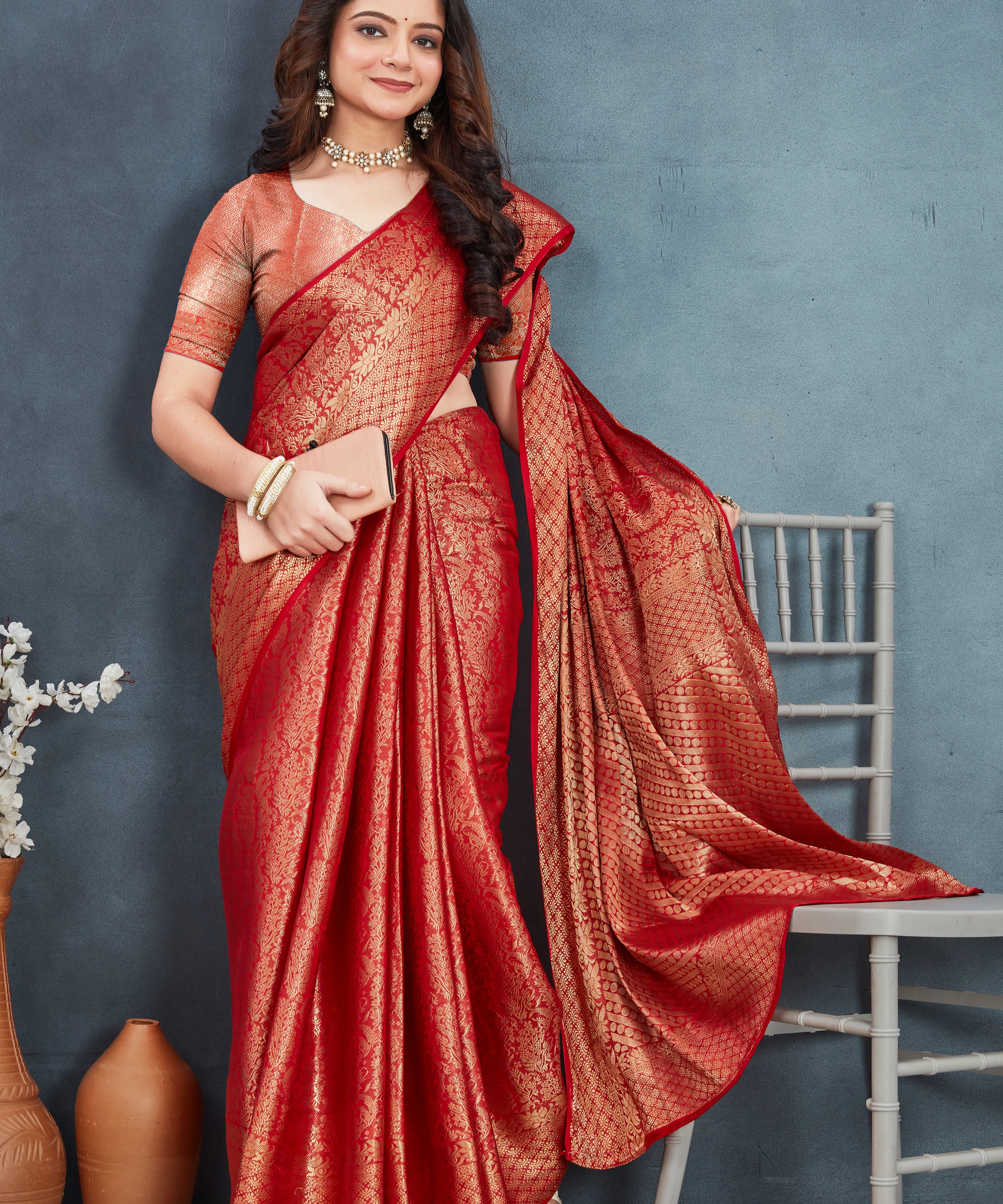 Elegant Mysore Brocade Silk Saree in Red