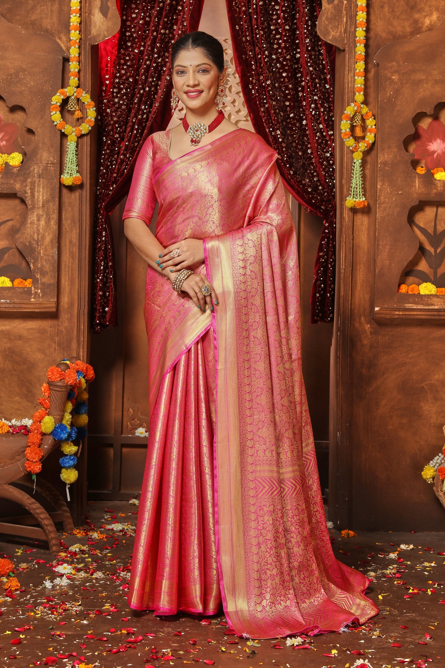 Majestic Zari Woven Brocade Silk Designer Saree
