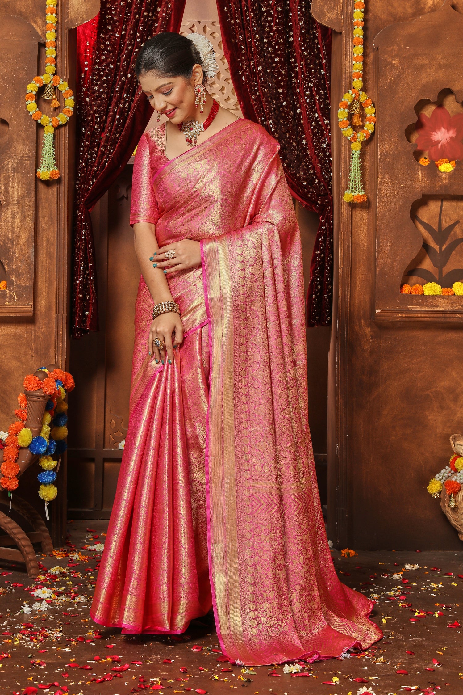 Majestic Zari Woven Brocade Silk Designer Saree