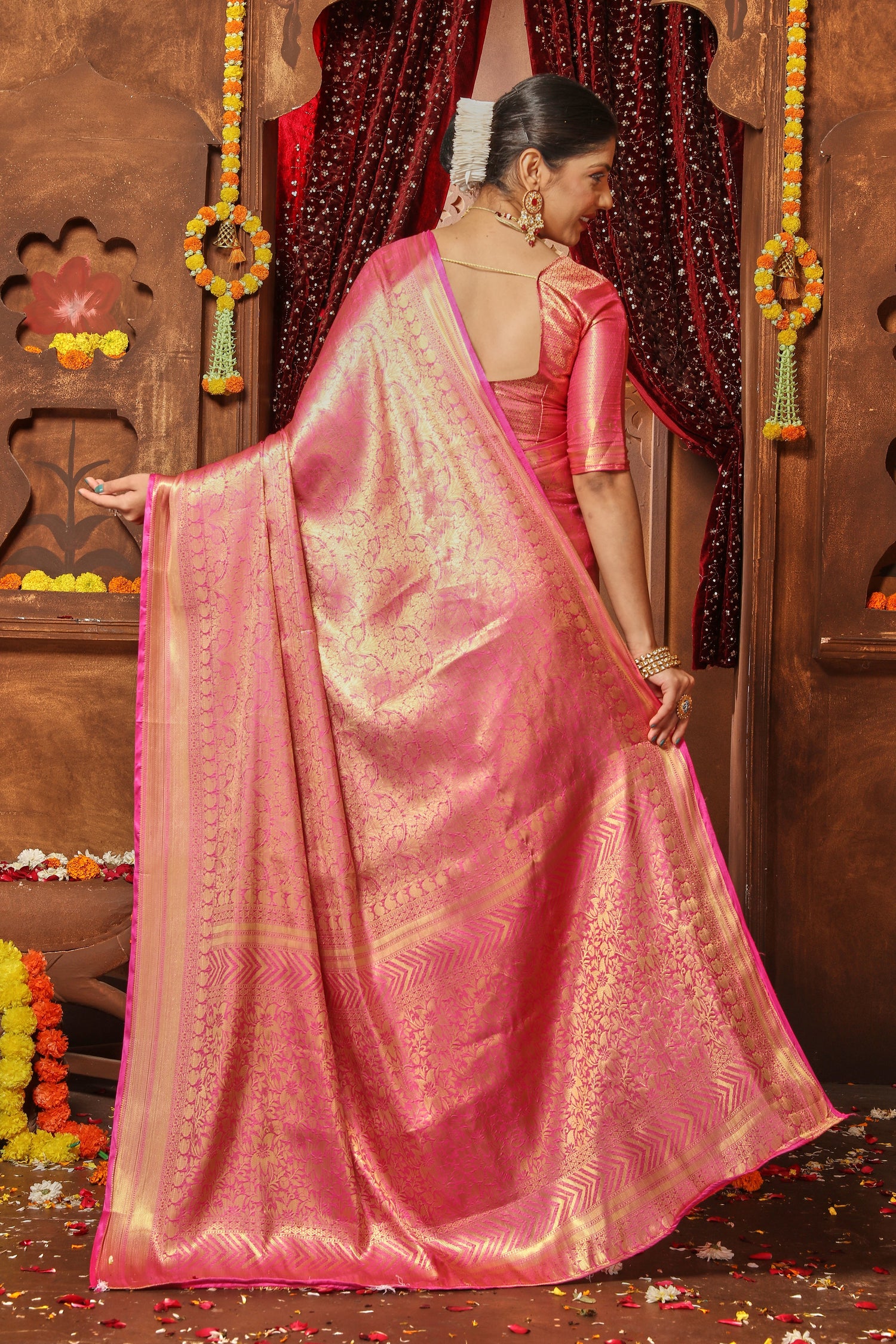Majestic Zari Woven Brocade Silk Designer Saree