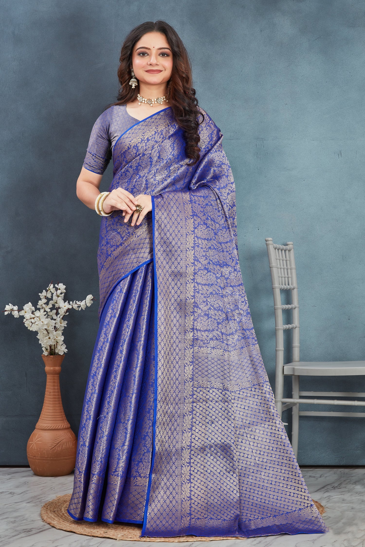 Elegant Purple Mysore Brocade Saree Traditional Heavy Silk Work