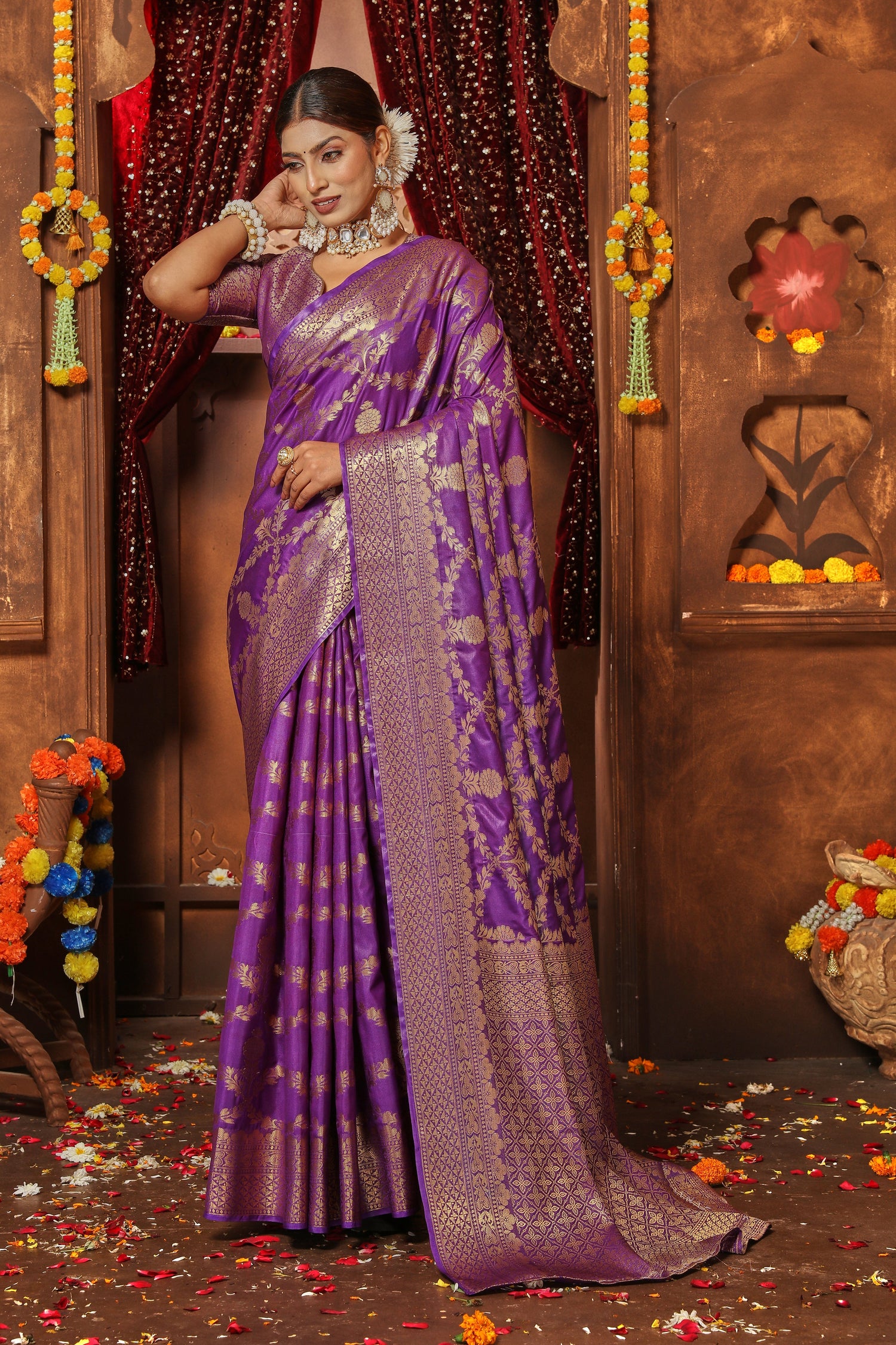 Handwoven Brocade Zari Silk Saree For Wedding Functions