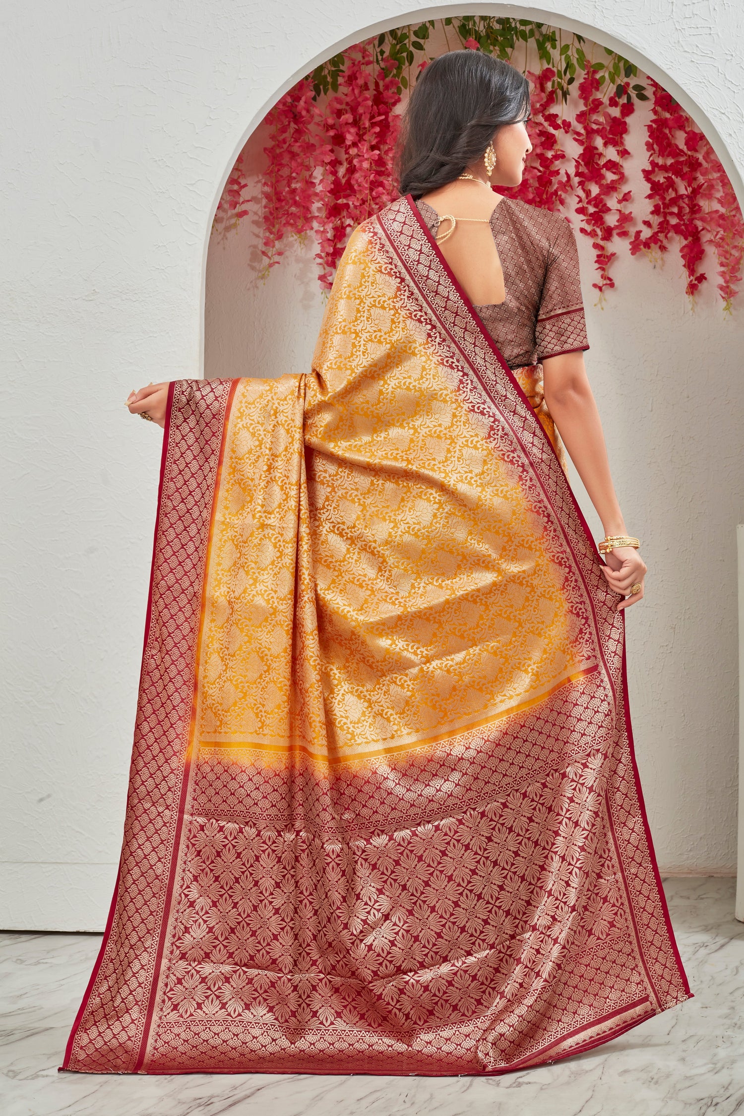 Chic Festive Mysore Silk Saree With Handloom Inspired Weaving And Ethnic Design