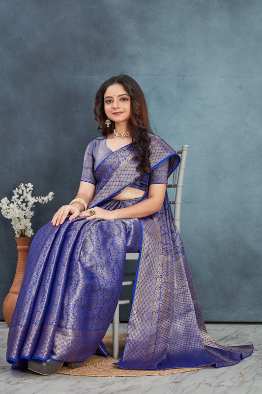 Elegant Mysore Brocade Silk Saree in Purple