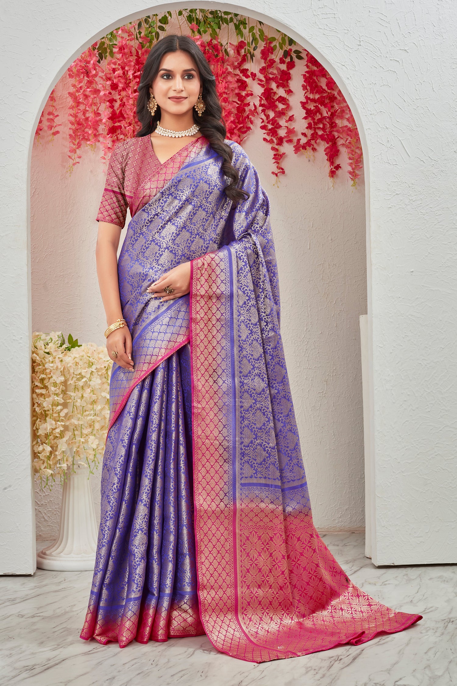 Classic Traditional Saree In Mysore Silk With Designer Weave For Celebrations