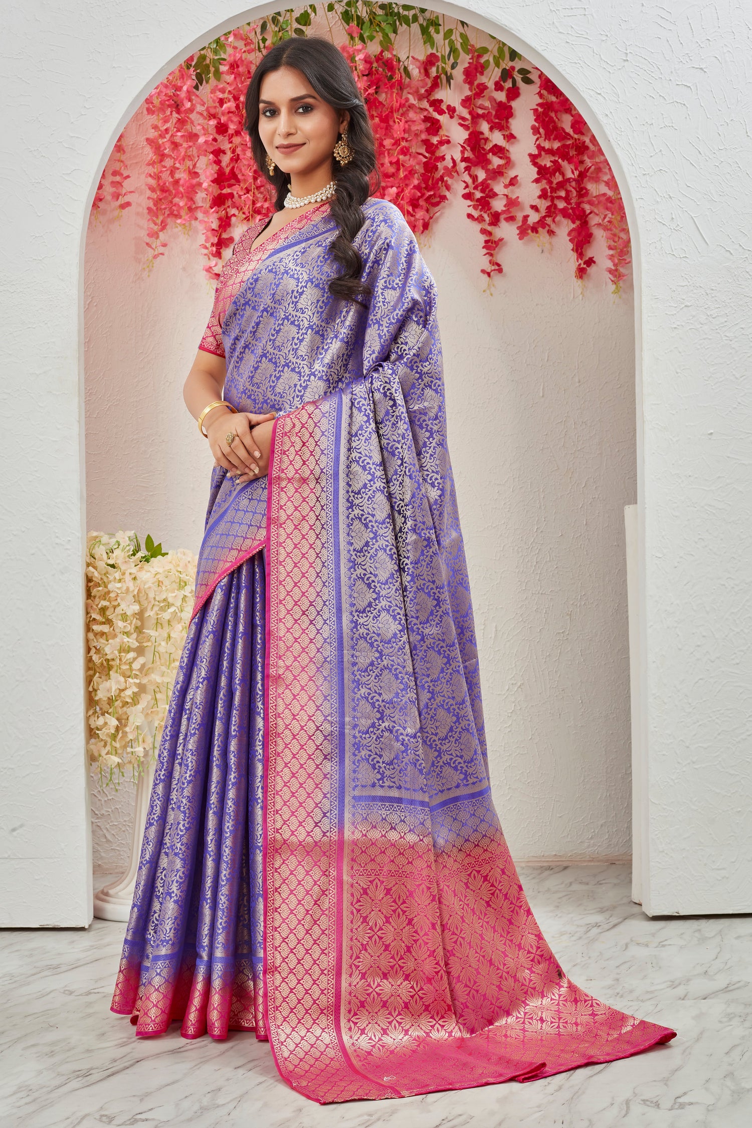 Classic Traditional Saree In Mysore Silk With Designer Weave For Celebrations