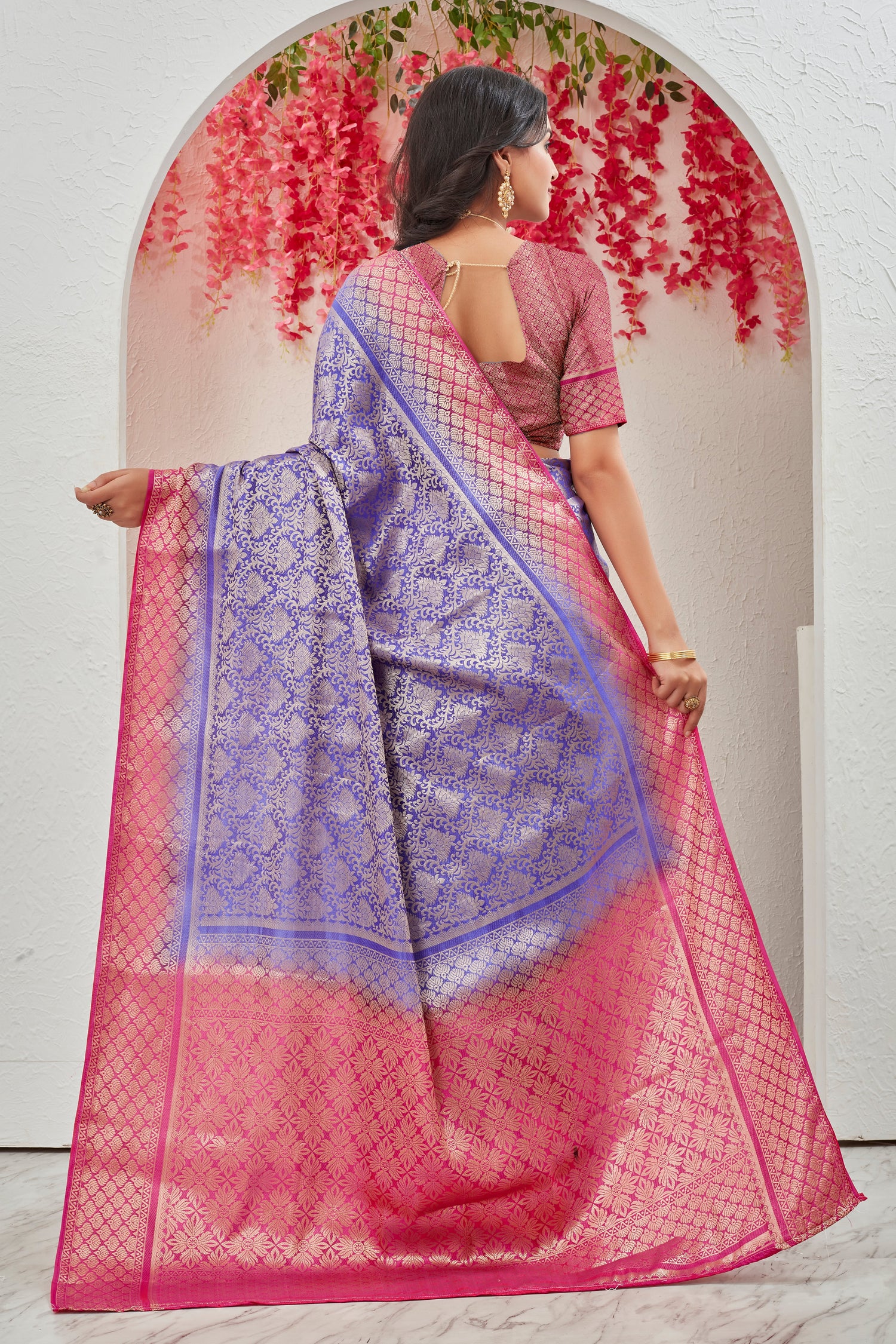 Classic Traditional Saree In Mysore Silk With Designer Weave For Celebrations