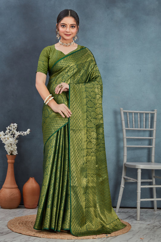 Elegant Mysore Brocade Silk Saree in Green