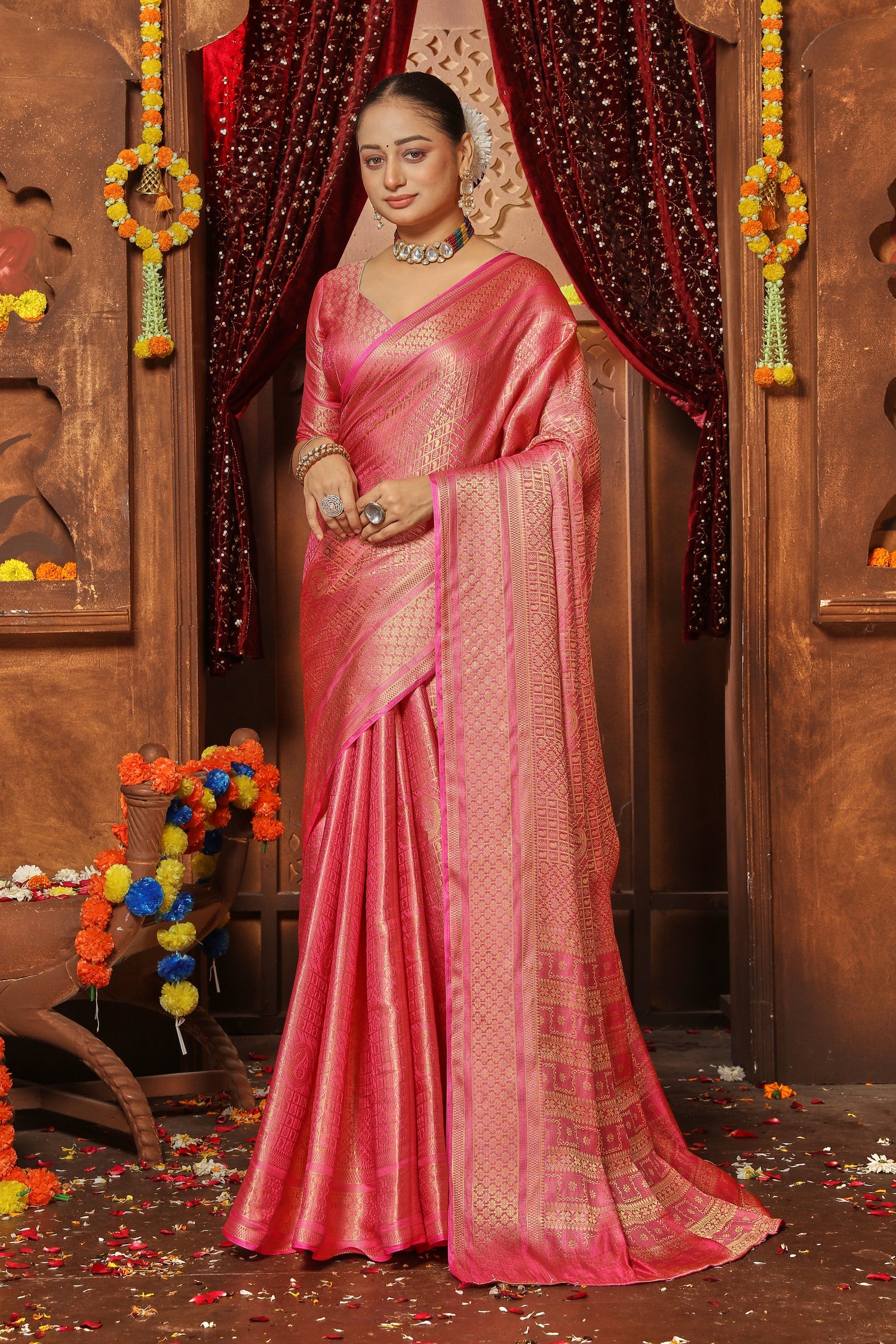 Traditional Zari Woven Designer Silk Saree For Brides