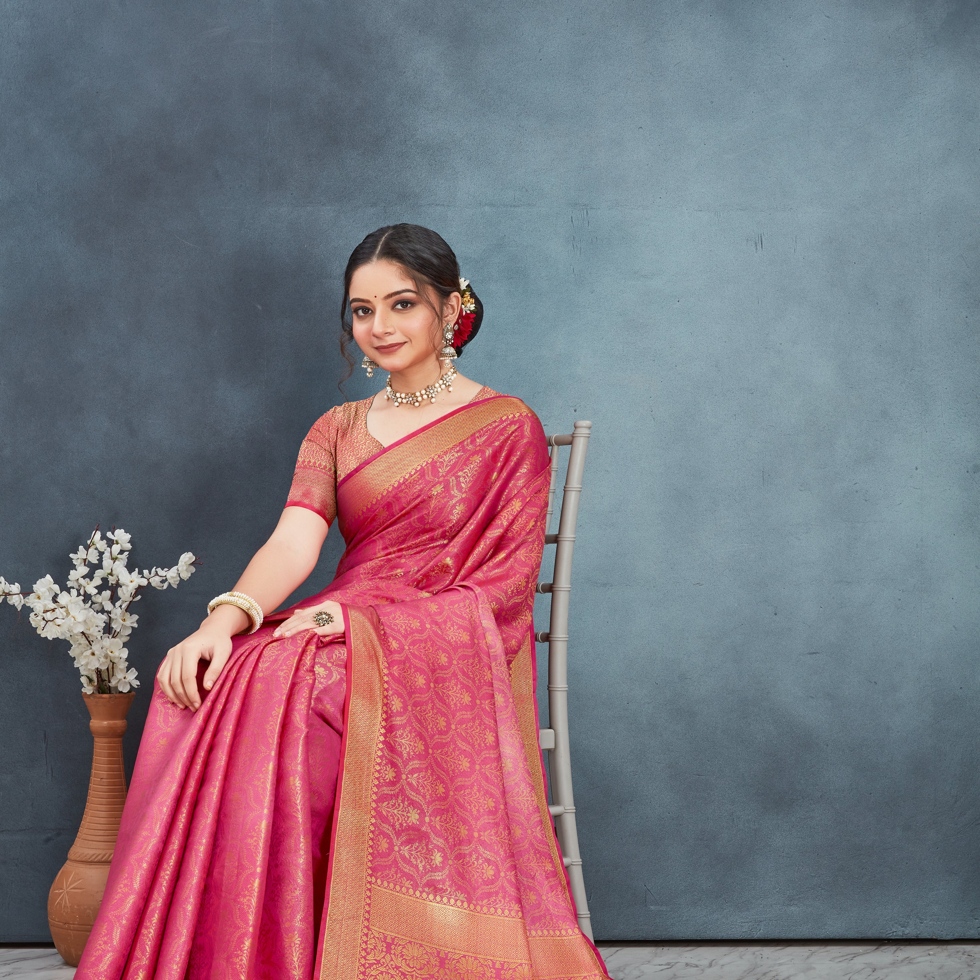 Elegant Mysore Brocade Silk Saree in Pink