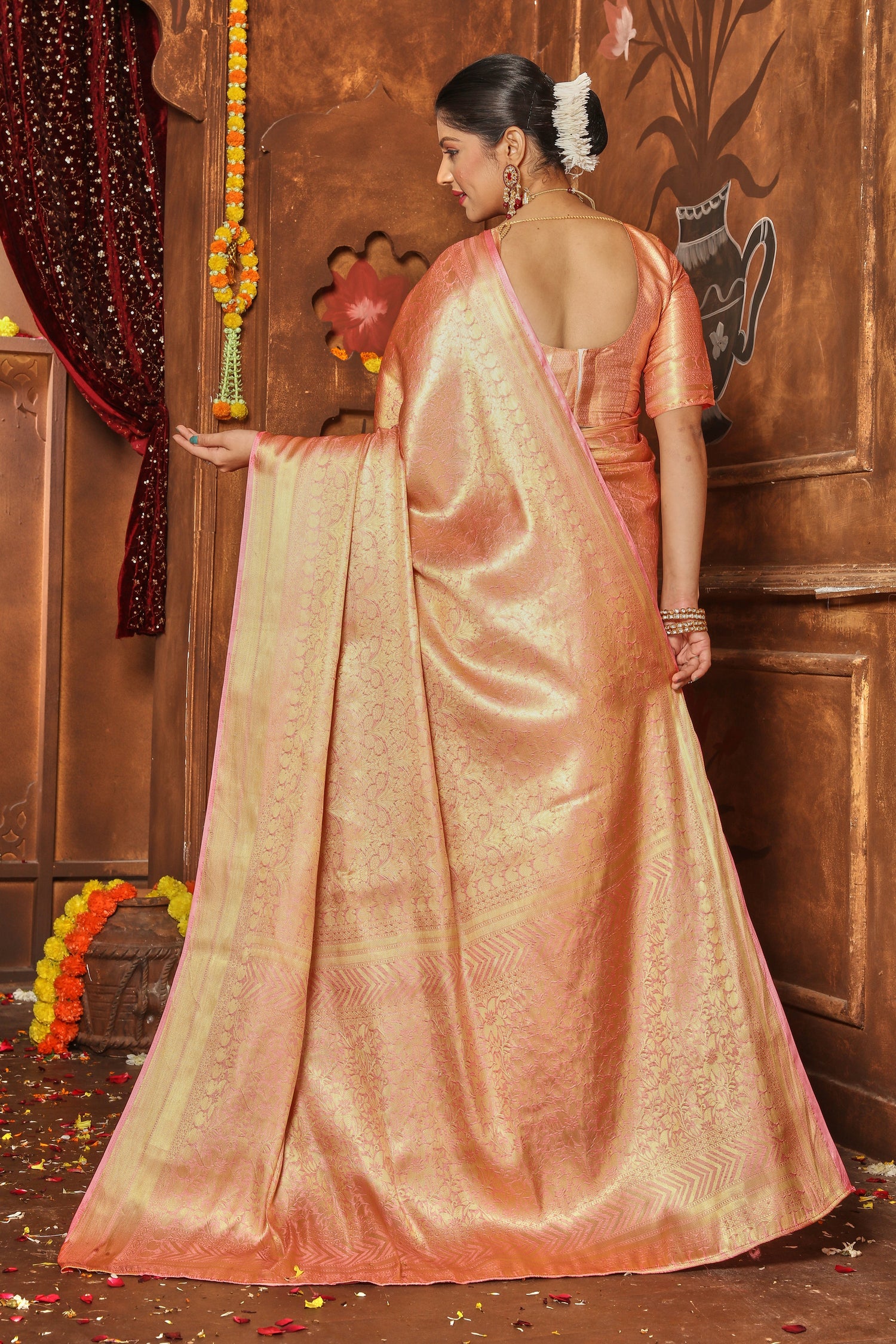 Grand Look Banarasi Silk Saree With Brocade And Zari Craft