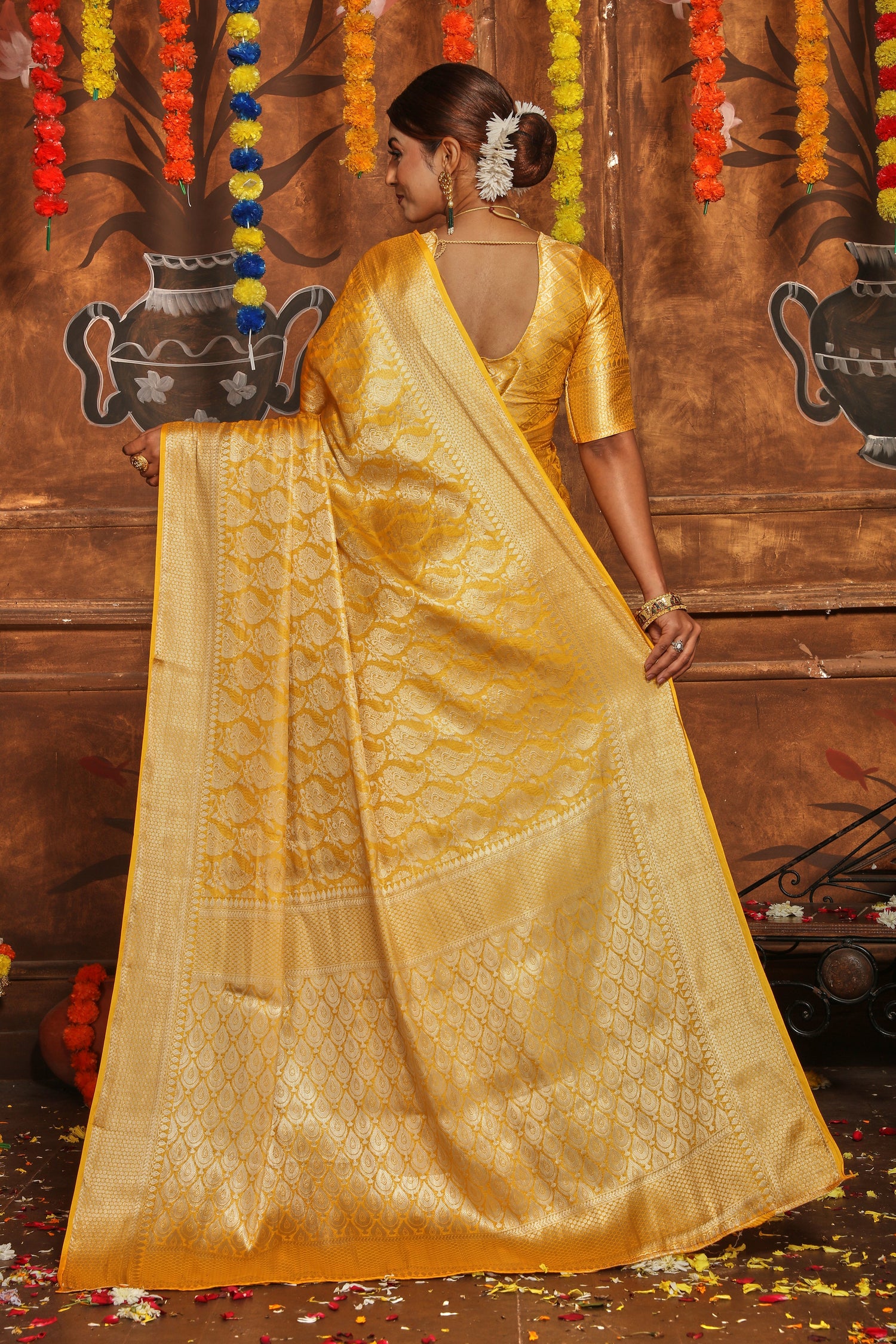 Banarasi Brocade Designer Saree With Heavy Zari Embroidery
