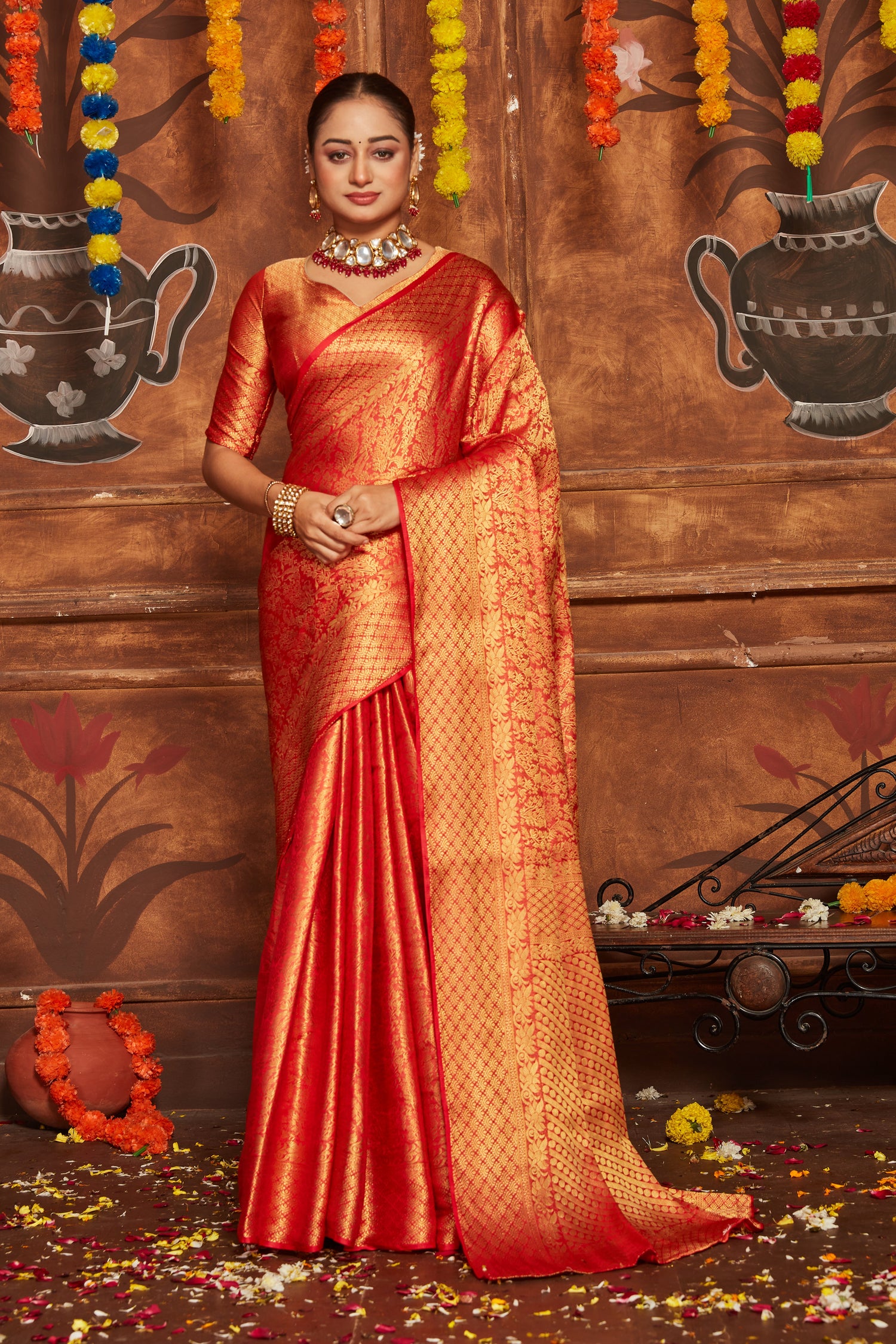 Fashionable Banarasi Silk Saree In Brocade With Zari Borders