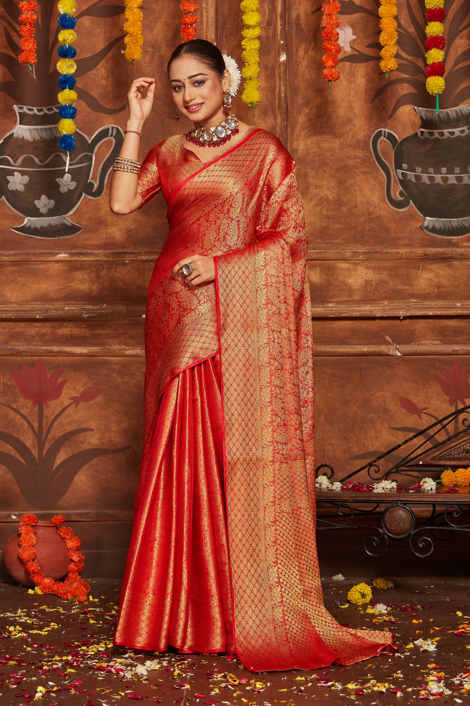 Fashionable Banarasi Silk Saree In Brocade With Zari Borders