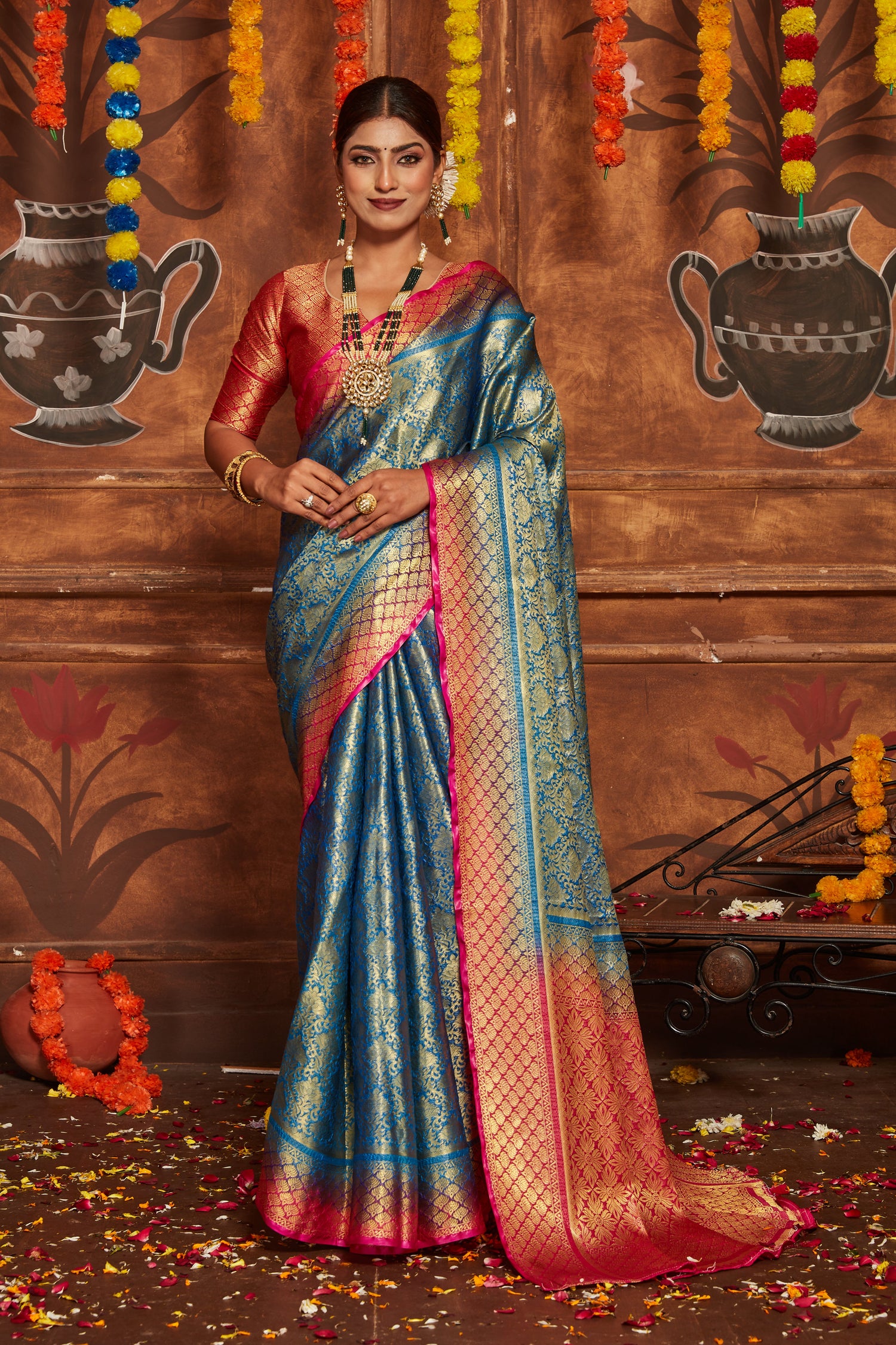 Trendy Banarasi Brocade Saree With Rich Zari Detailing