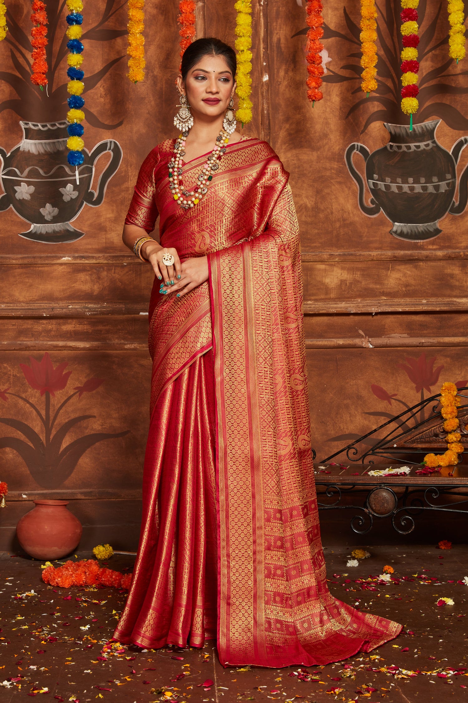 Mysore Silk Banarasi Brocade Saree With Blouse For Party And Wedding Use