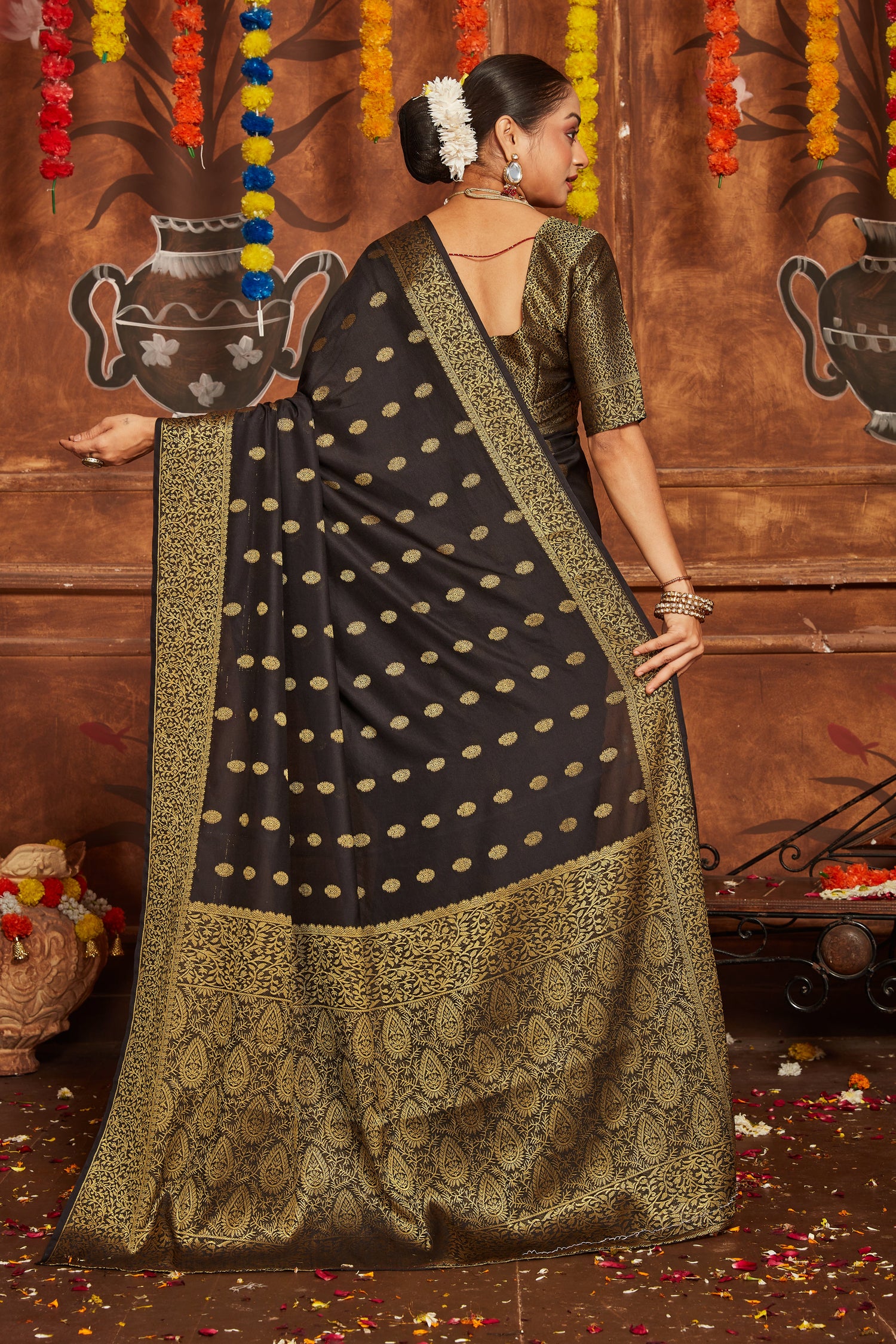 Authentic Mysore Brocade Saree With Banarasi Motifs And Designer Look