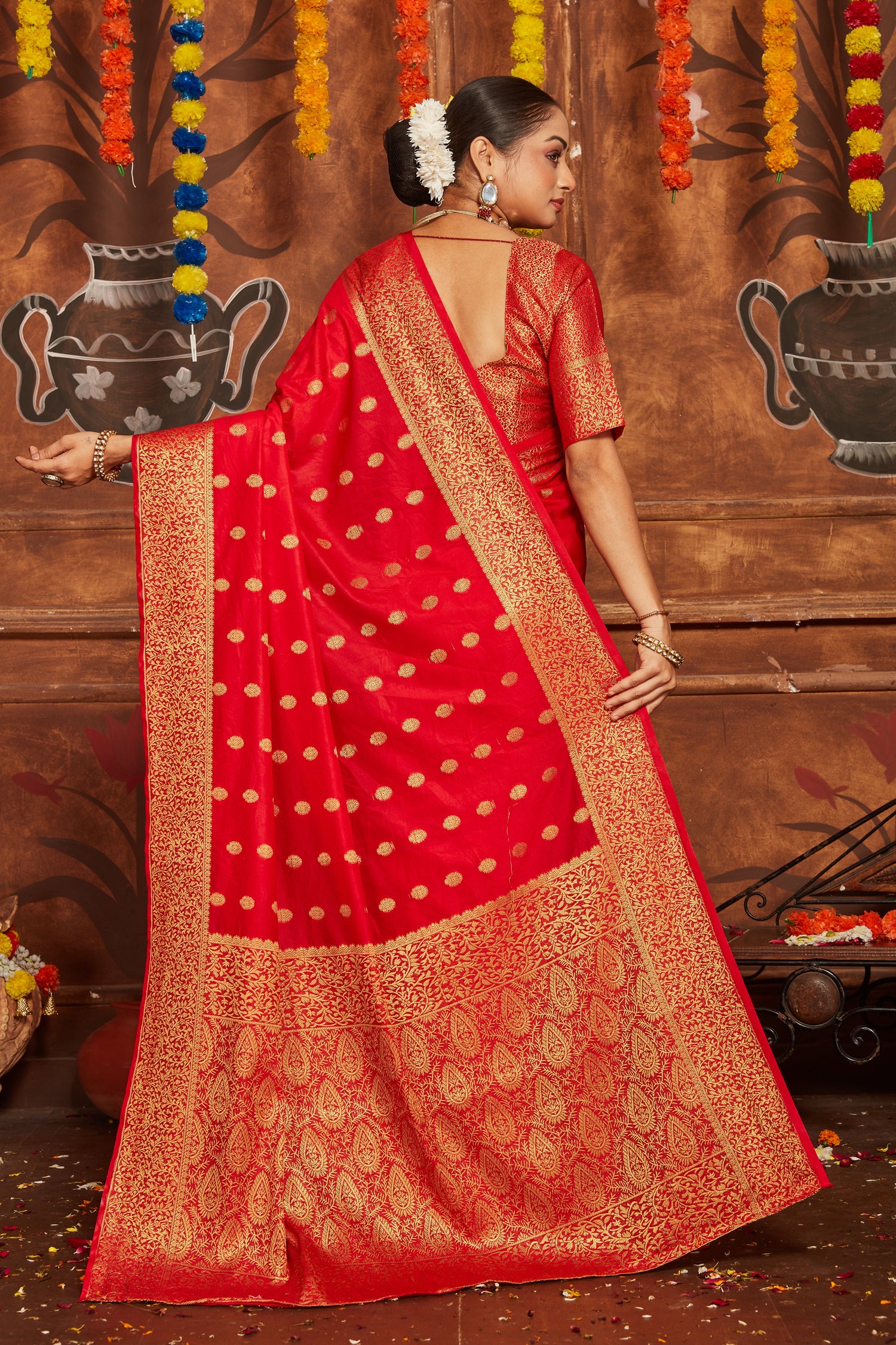 Heavily Woven Mysore Silk Saree With Banarasi Accents For Bride To Be