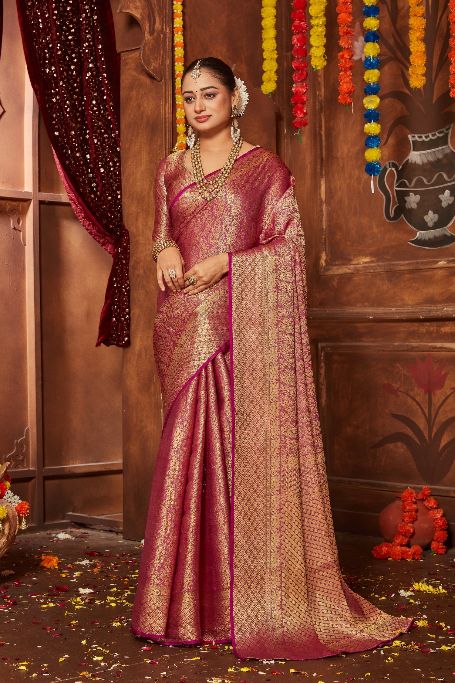 South Indian Bridal Saree Mysore Silk With Banarasi Border