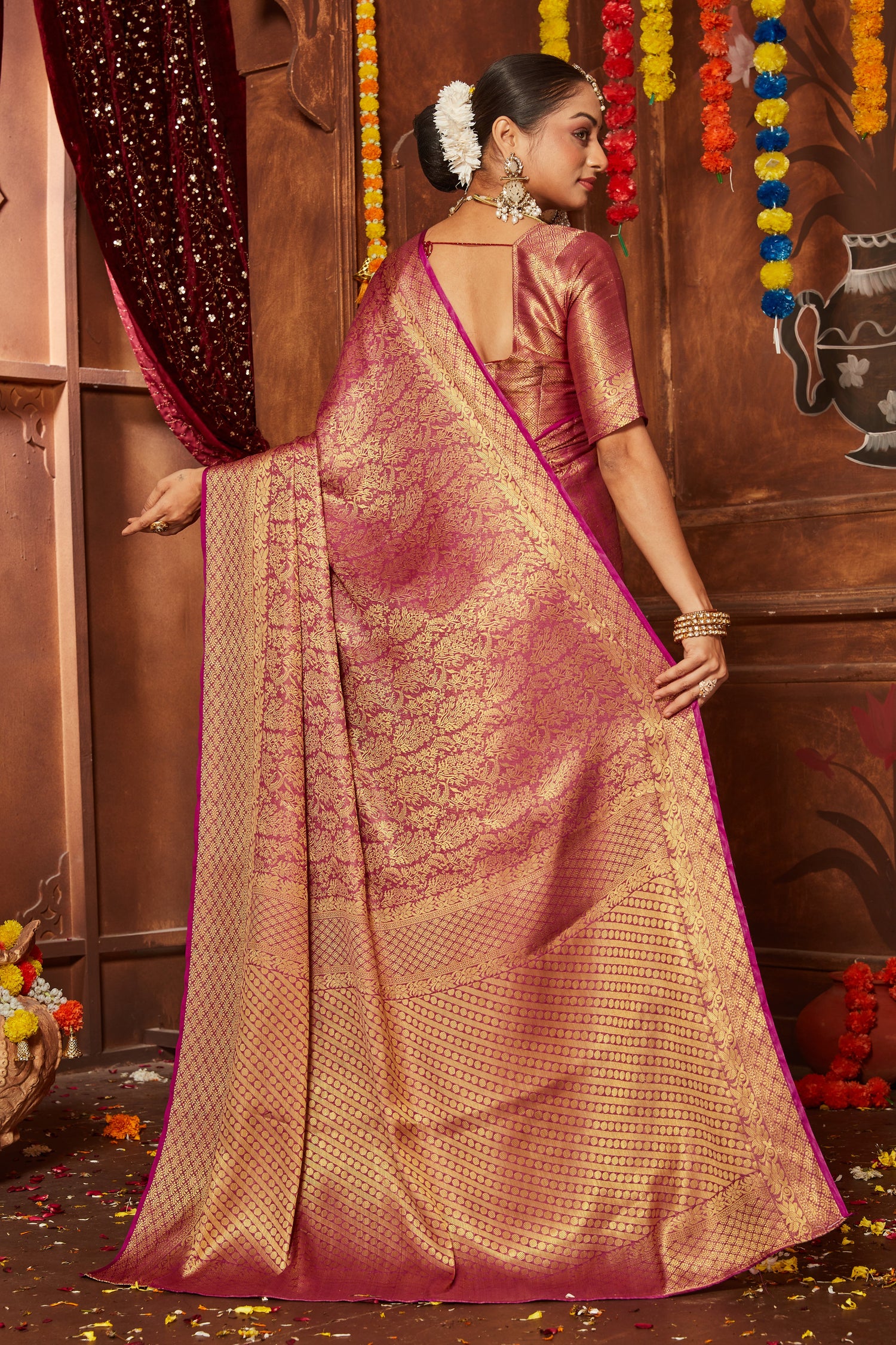 South Indian Bridal Saree Mysore Silk With Banarasi Border