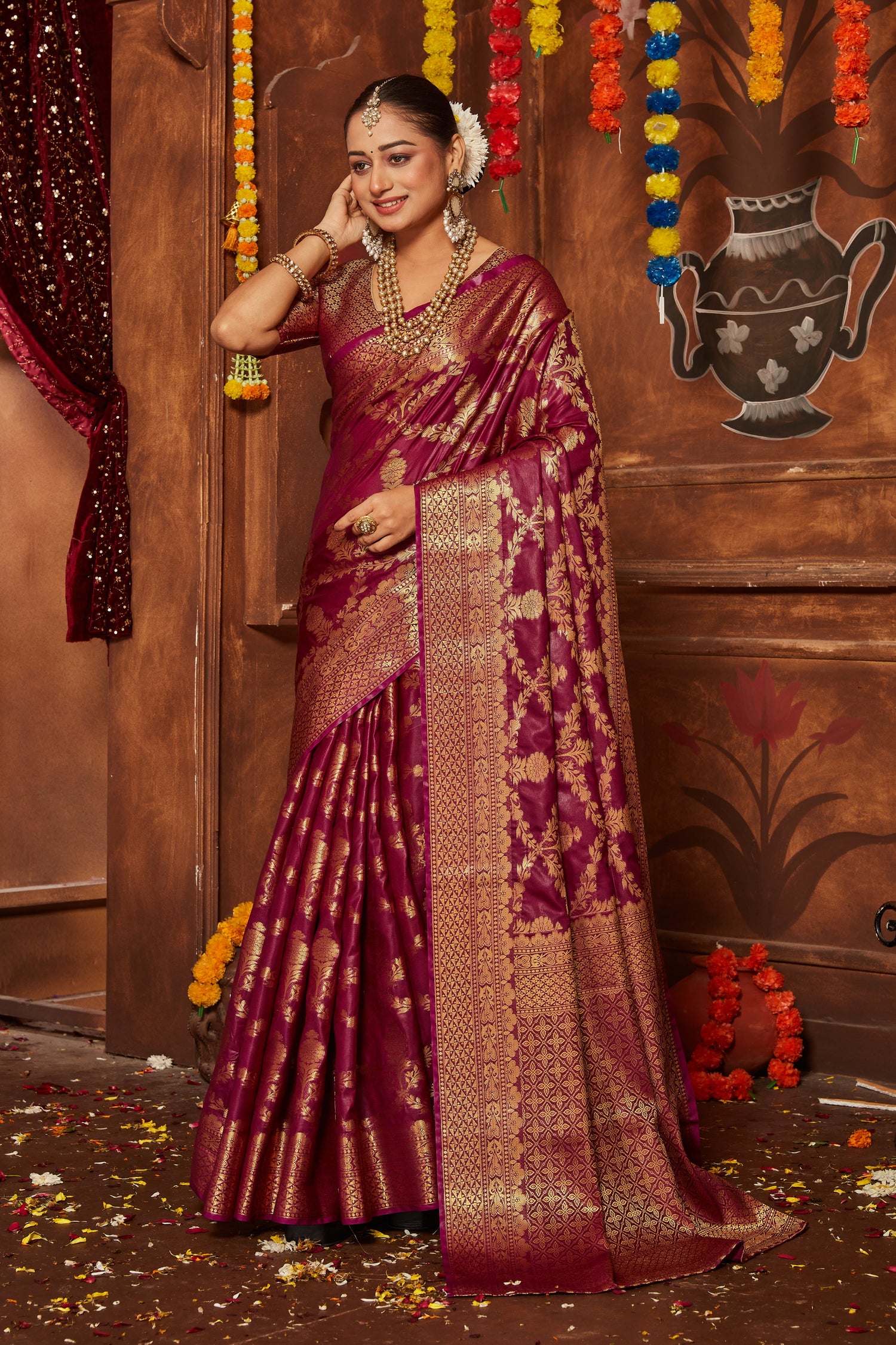 Ethnic Mysore Silk Saree For Bride Banarasi Brocade And Designer Style