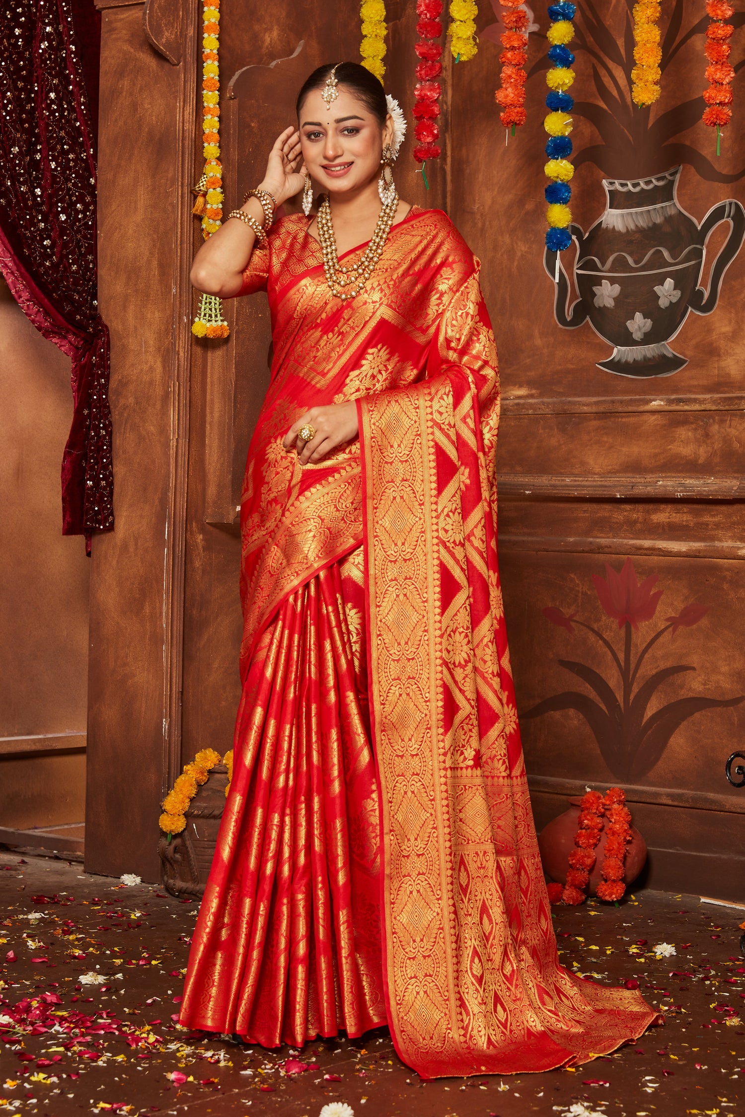 Banarasi Inspired Mysore Silk Saree For Brides With Matching Blouse