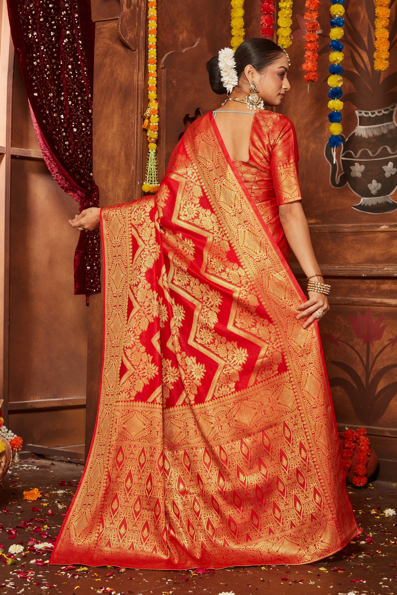 Banarasi Inspired Mysore Silk Saree For Brides With Matching Blouse