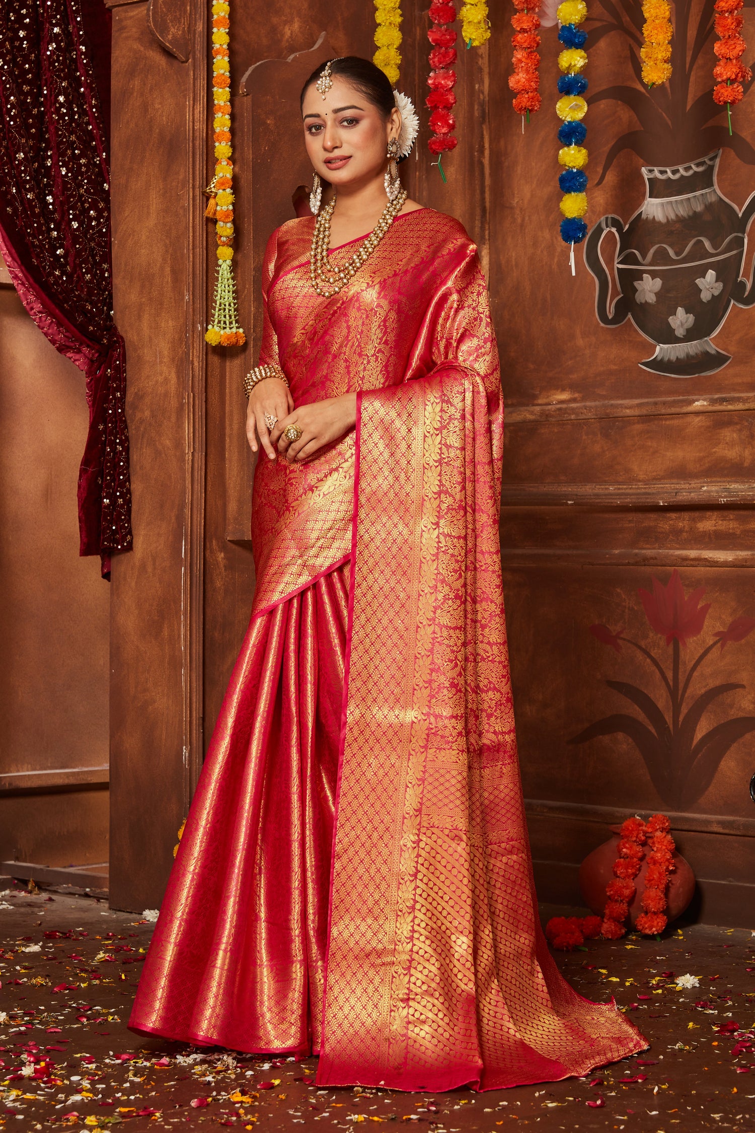 Elegant Mysore Silk Saree With Banarasi Zari Work For Weddings