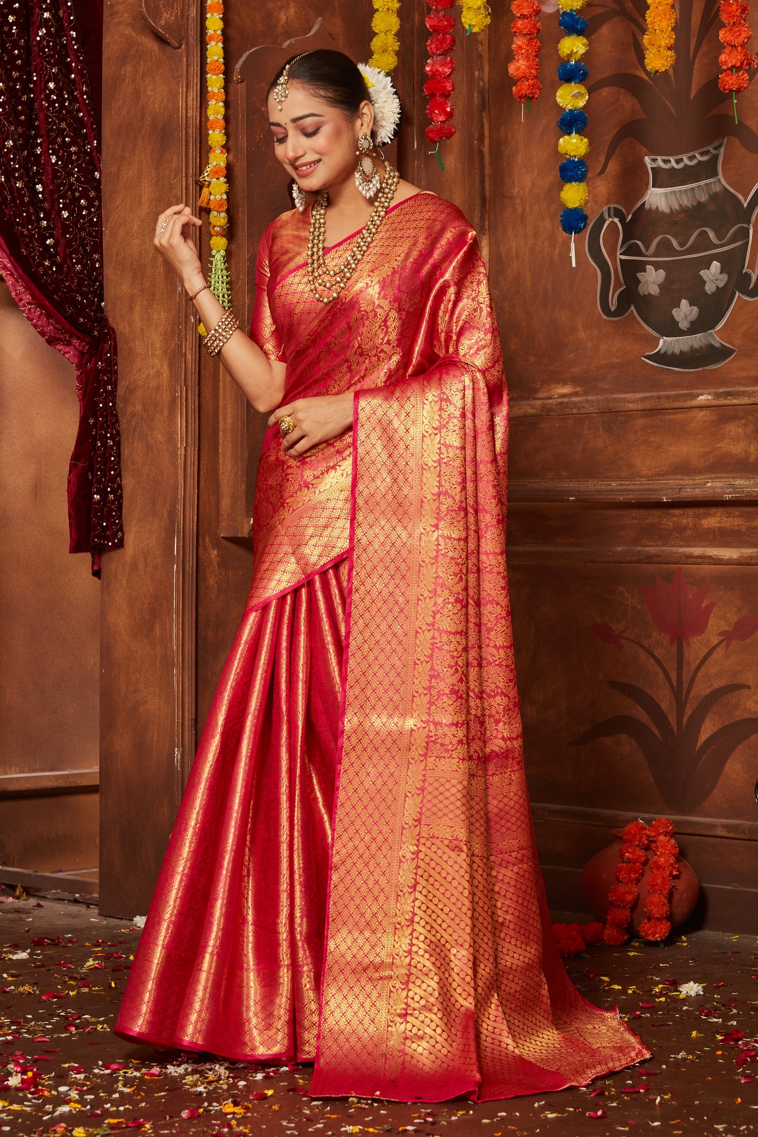 Elegant Mysore Silk Saree With Banarasi Zari Work For Weddings