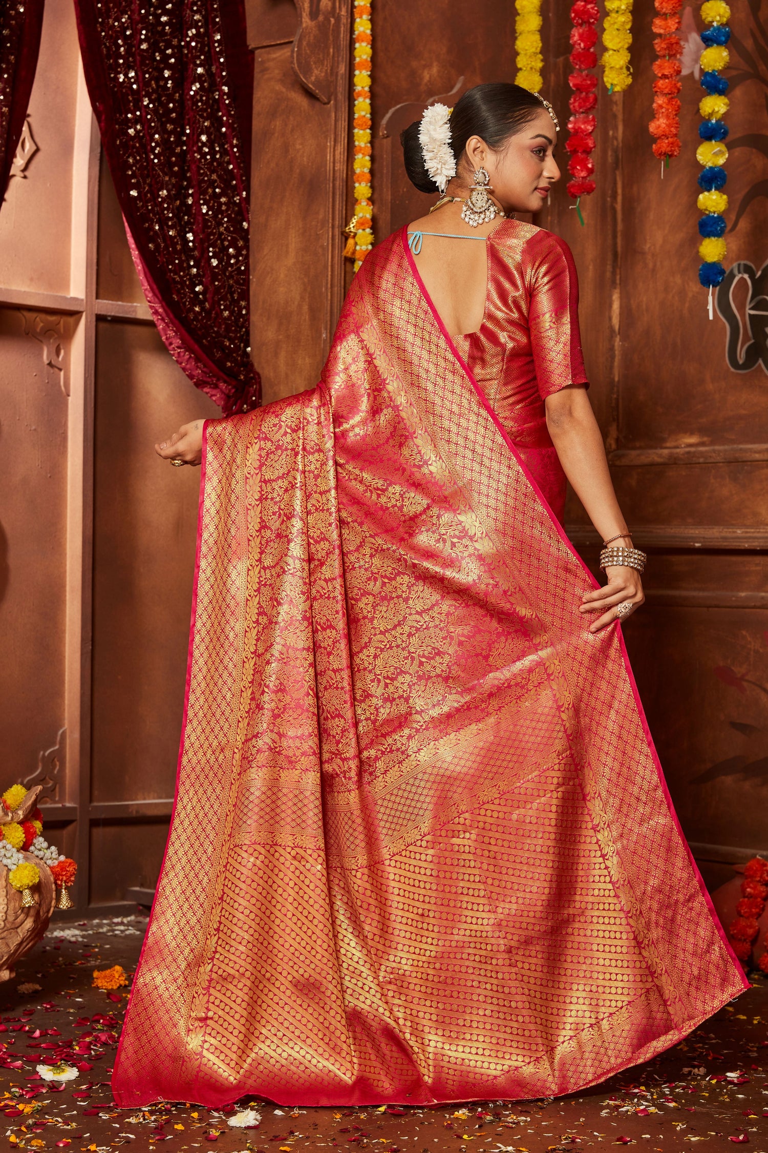 Elegant Mysore Silk Saree With Banarasi Zari Work For Weddings