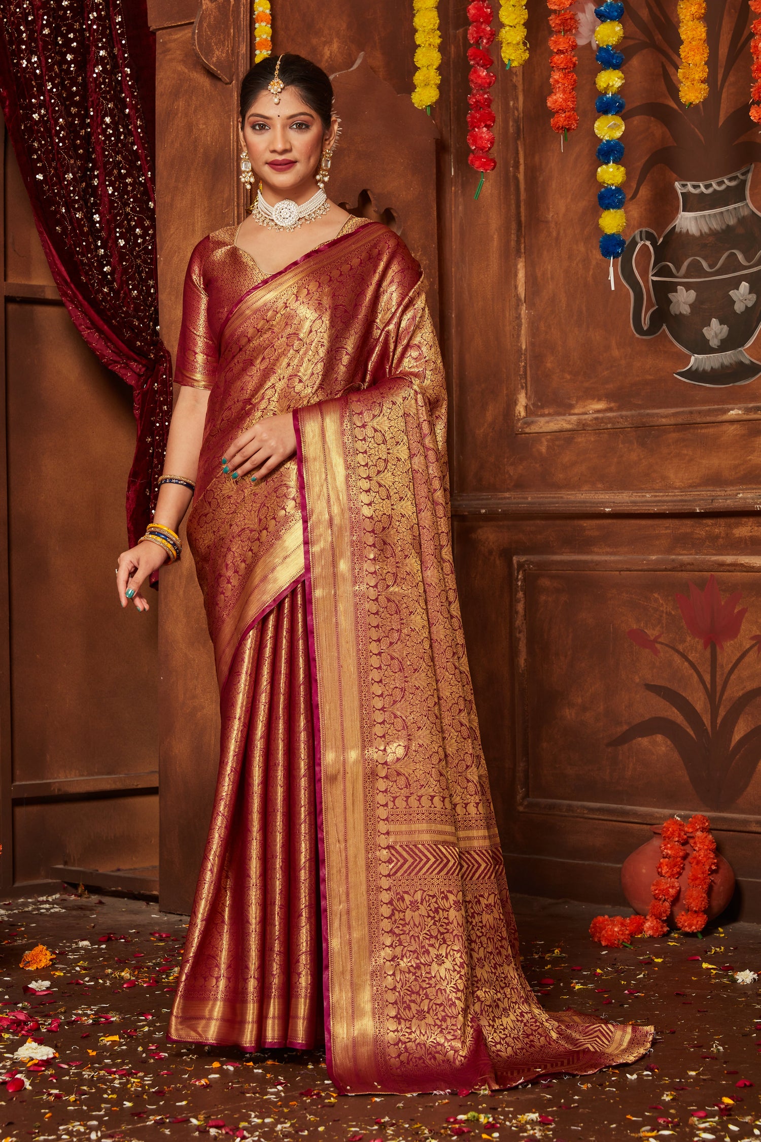 Designer Banarasi Brocade Work Saree In Pure Mysore Silk With Blouse