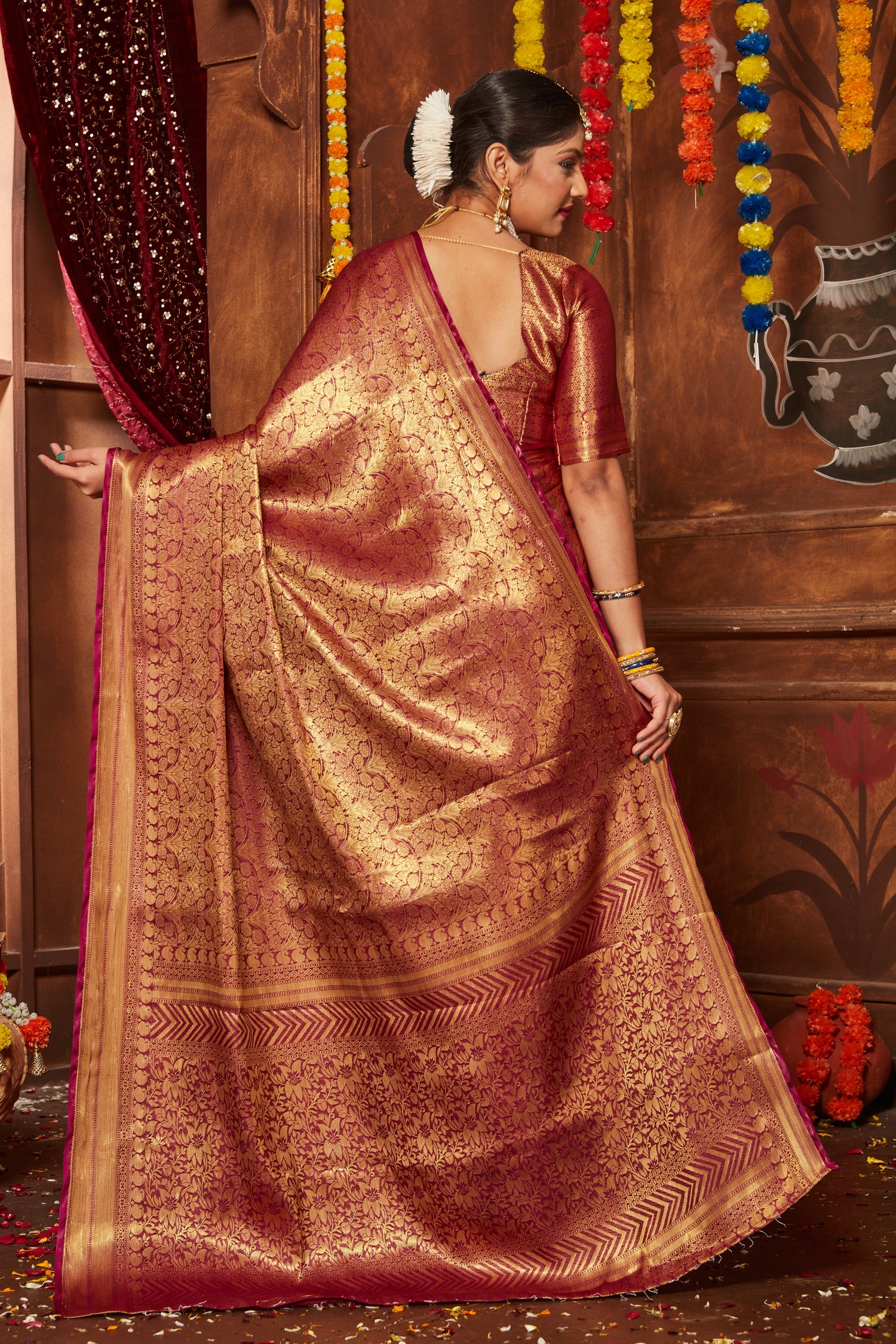 Designer Banarasi Brocade Work Saree In Pure Mysore Silk With Blouse