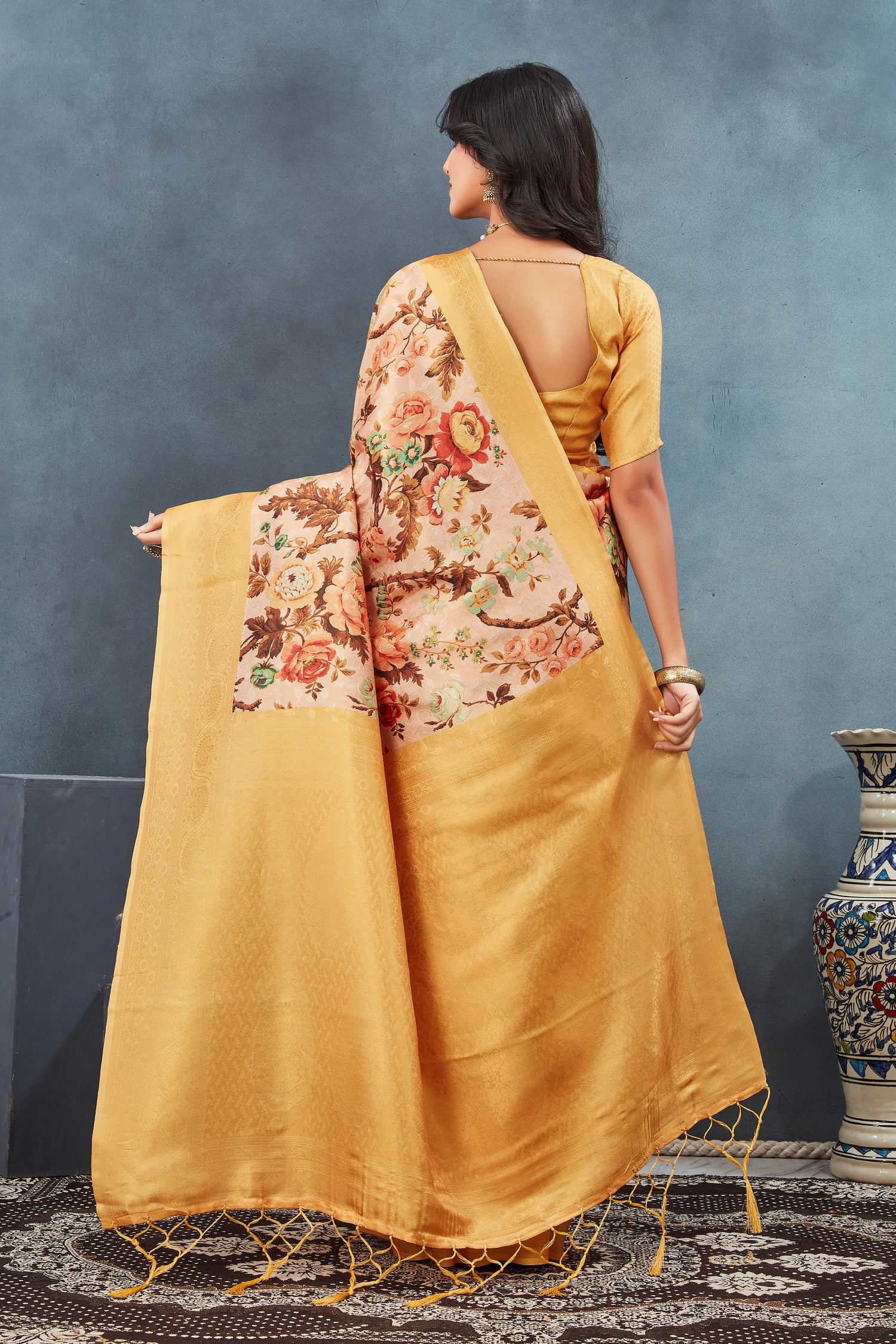 Yellow Soft Pattu Art Silk Saree Handloom Printed Wedding Wear