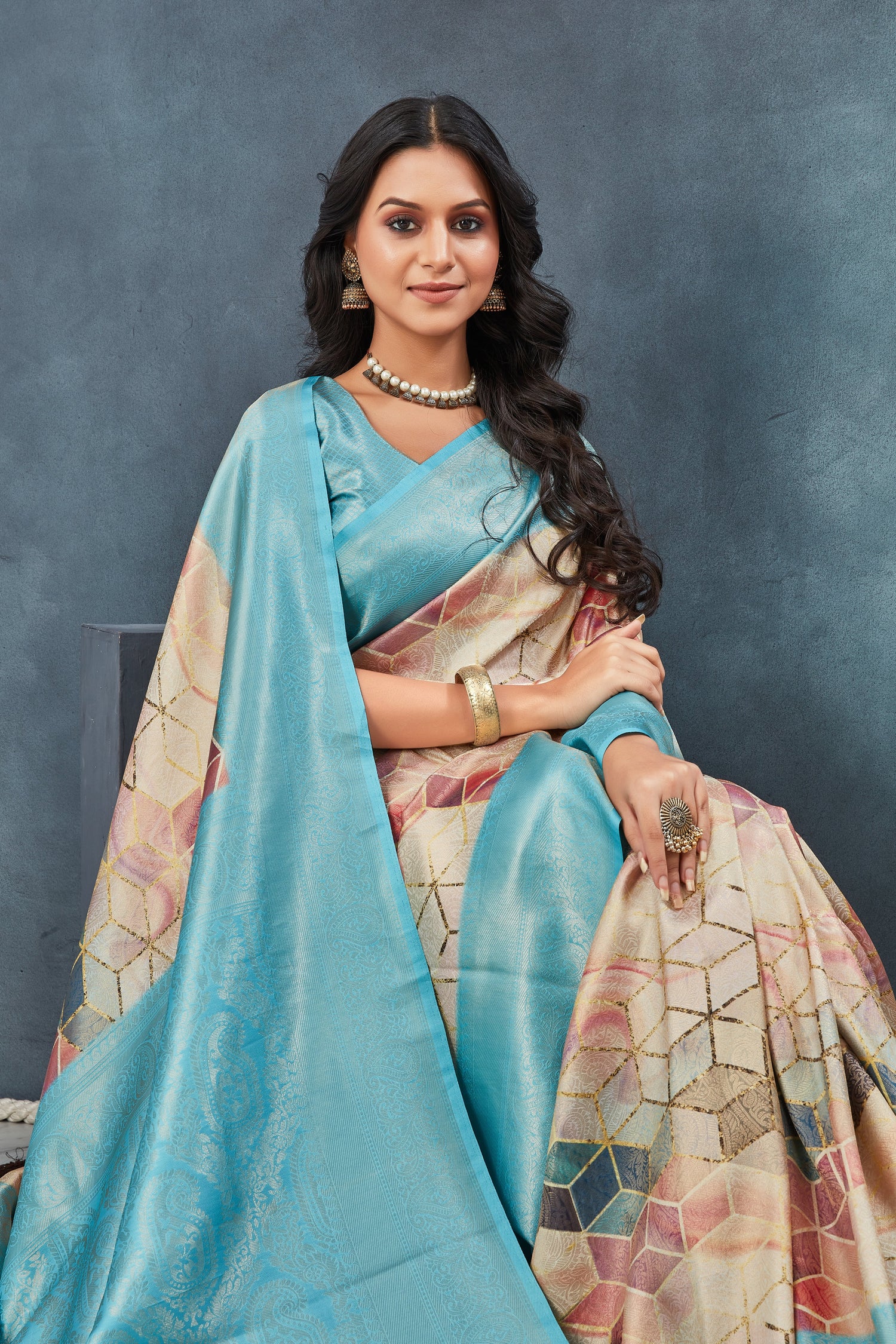 Traditional Handloom Pattu Saree Sky Blue Pure Art Silk For Weddings