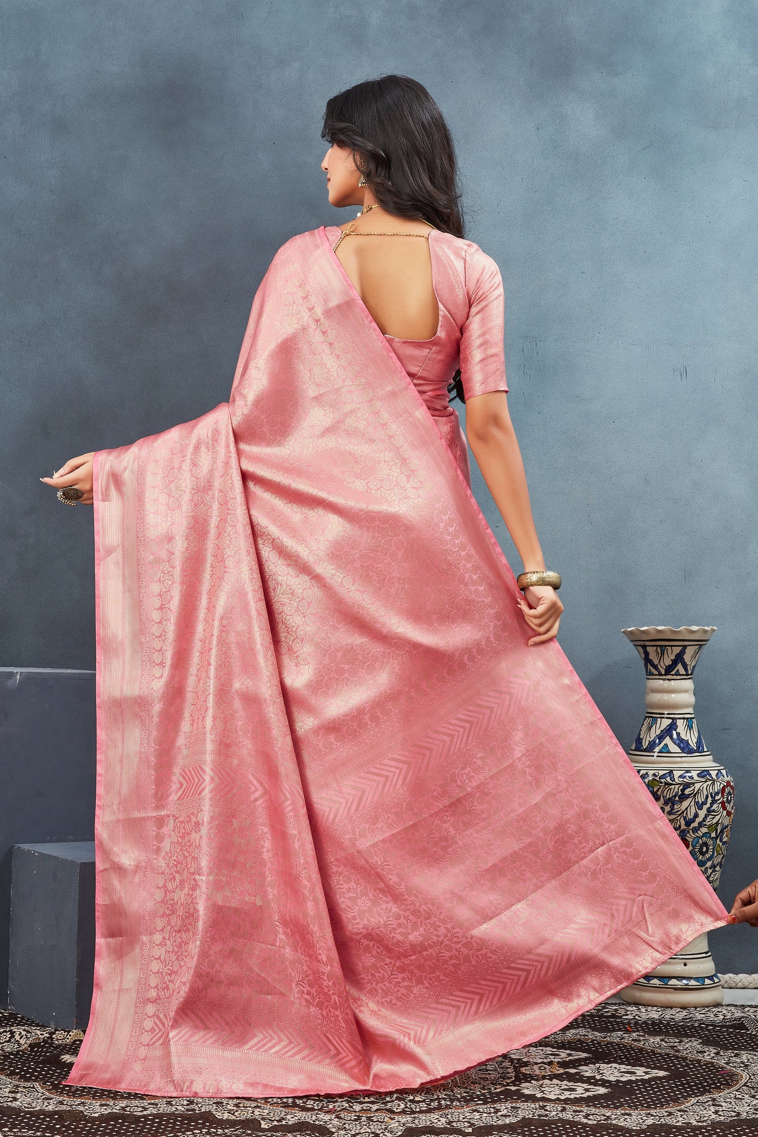 Peach Printed Pattu Saree Pure Soft Art Silk Designer Function Wear